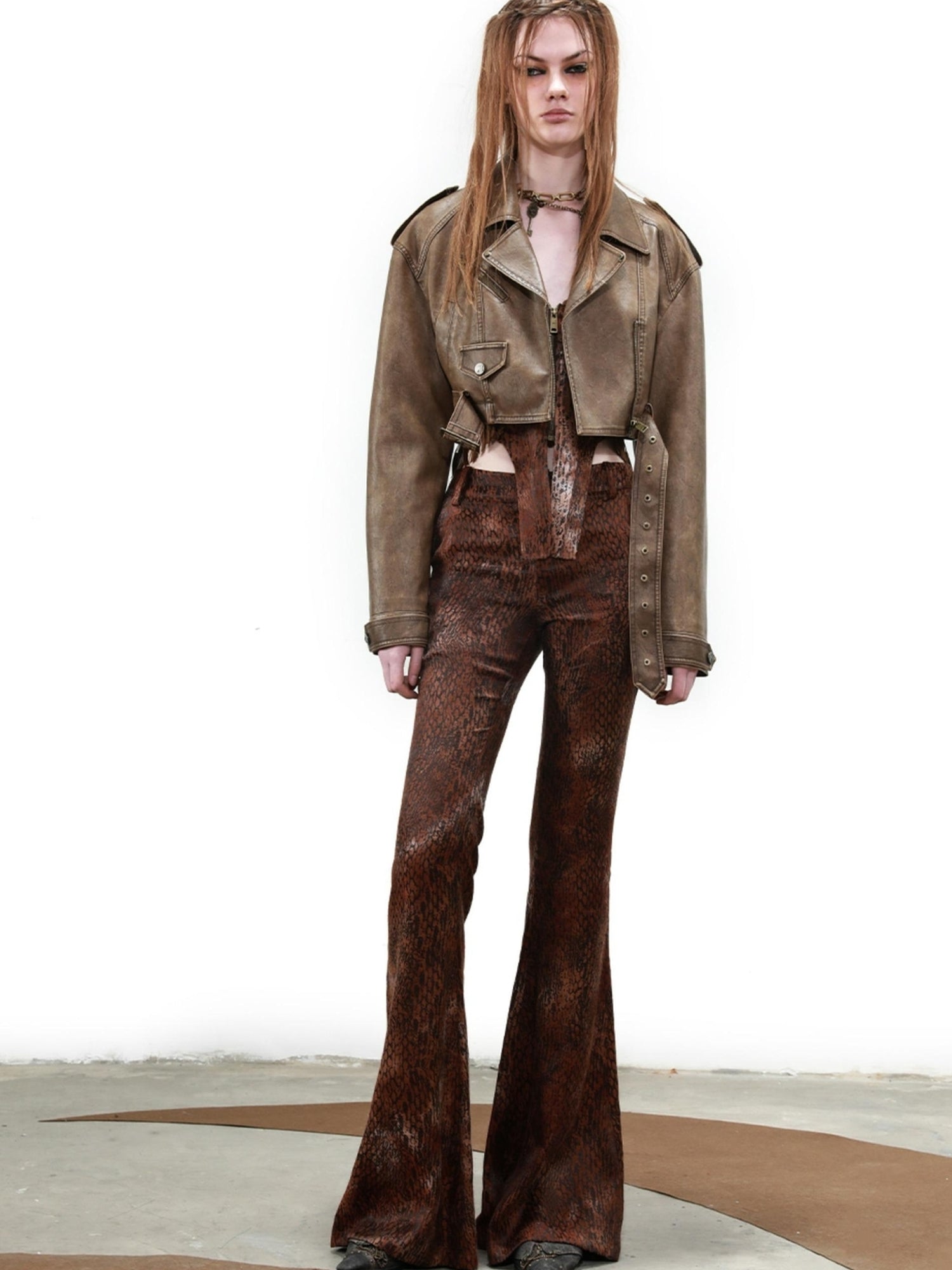 UpdateNN NORTH NODE Vintage Cropped Biker Jacket