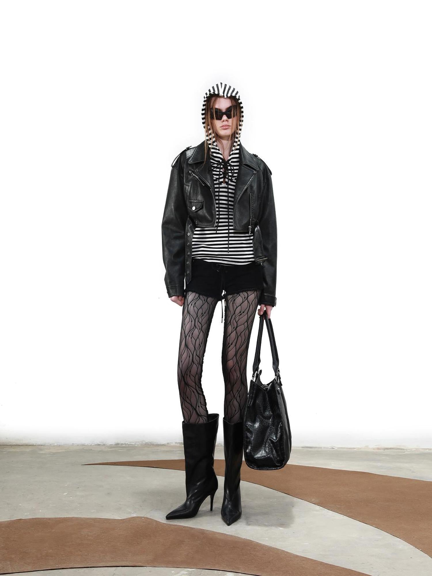 UpdateNN NORTH NODE Vintage Cropped Biker Jacket