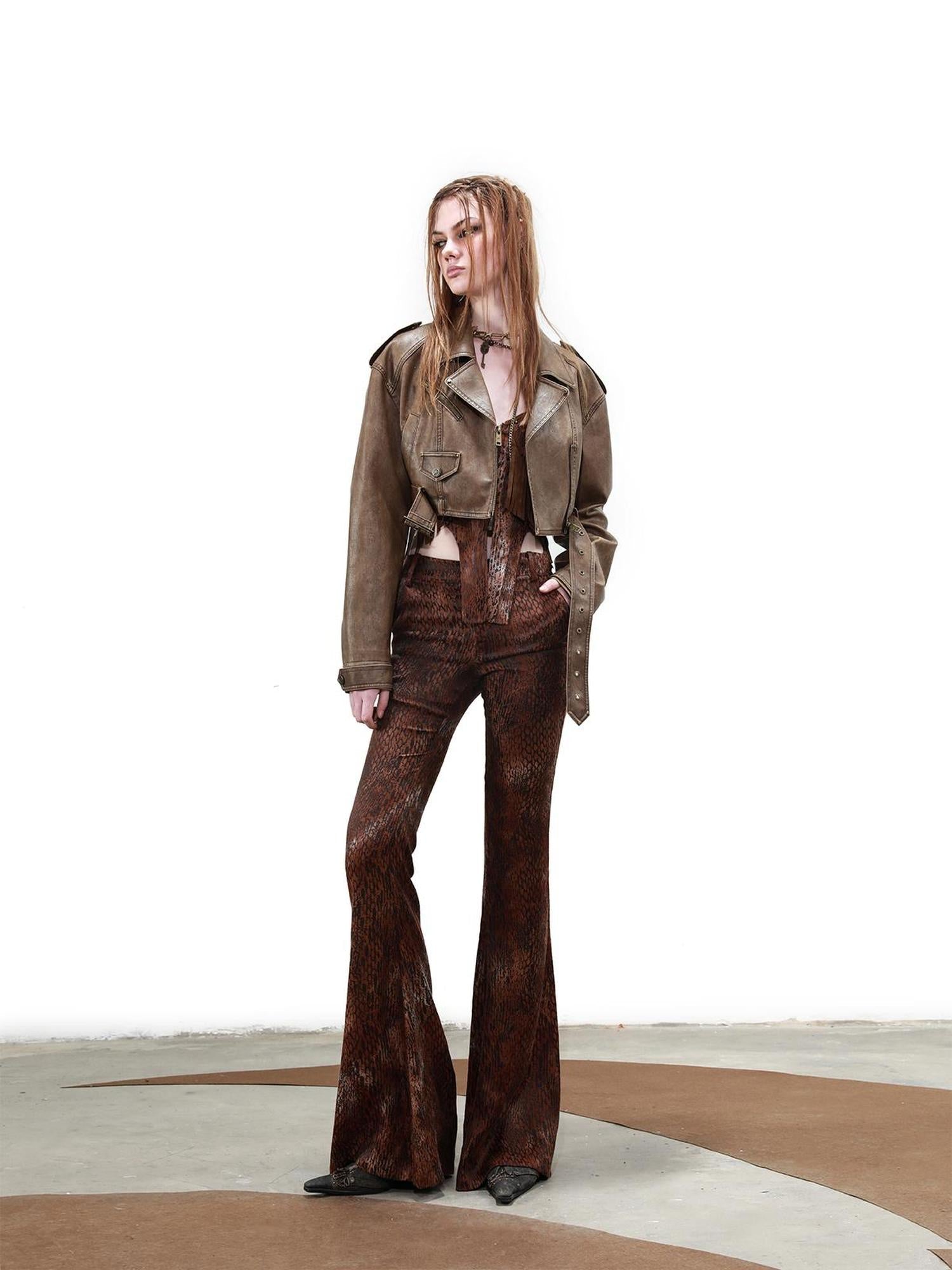 UpdateNN NORTH NODE Vintage Cropped Biker Jacket