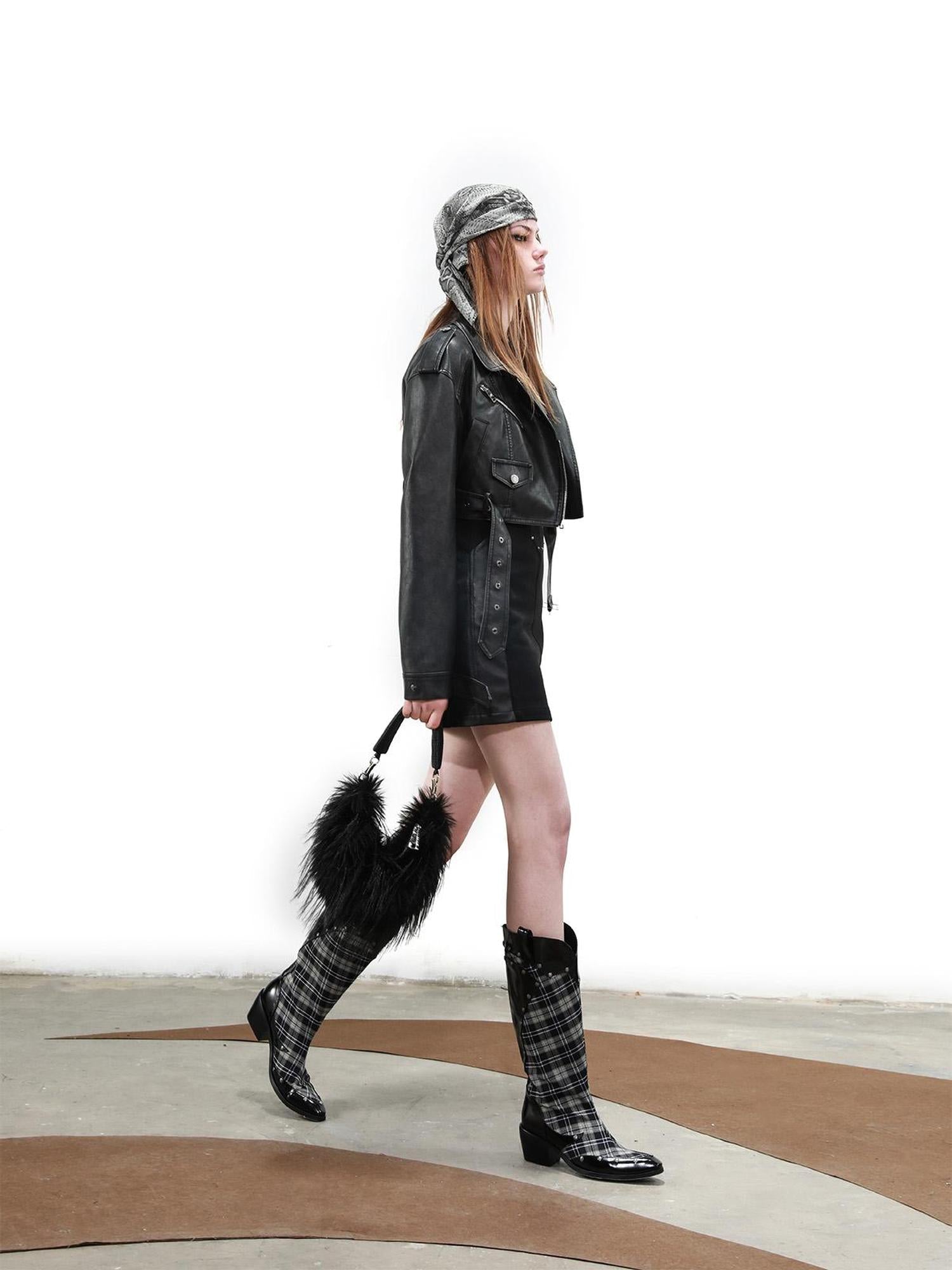 UpdateNN NORTH NODE Vintage Cropped Biker Jacket