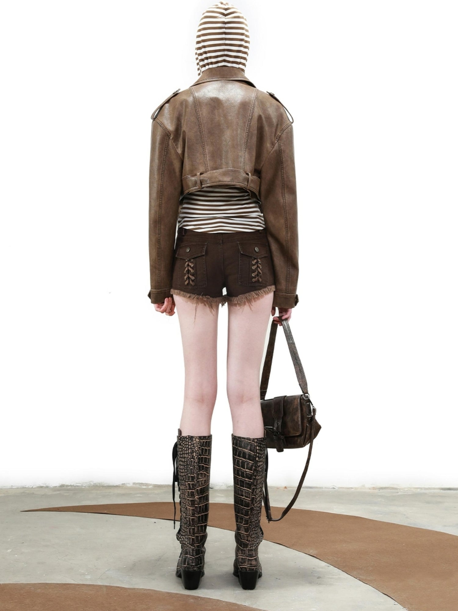 UpdateNN NORTH NODE Vintage Cropped Biker Jacket