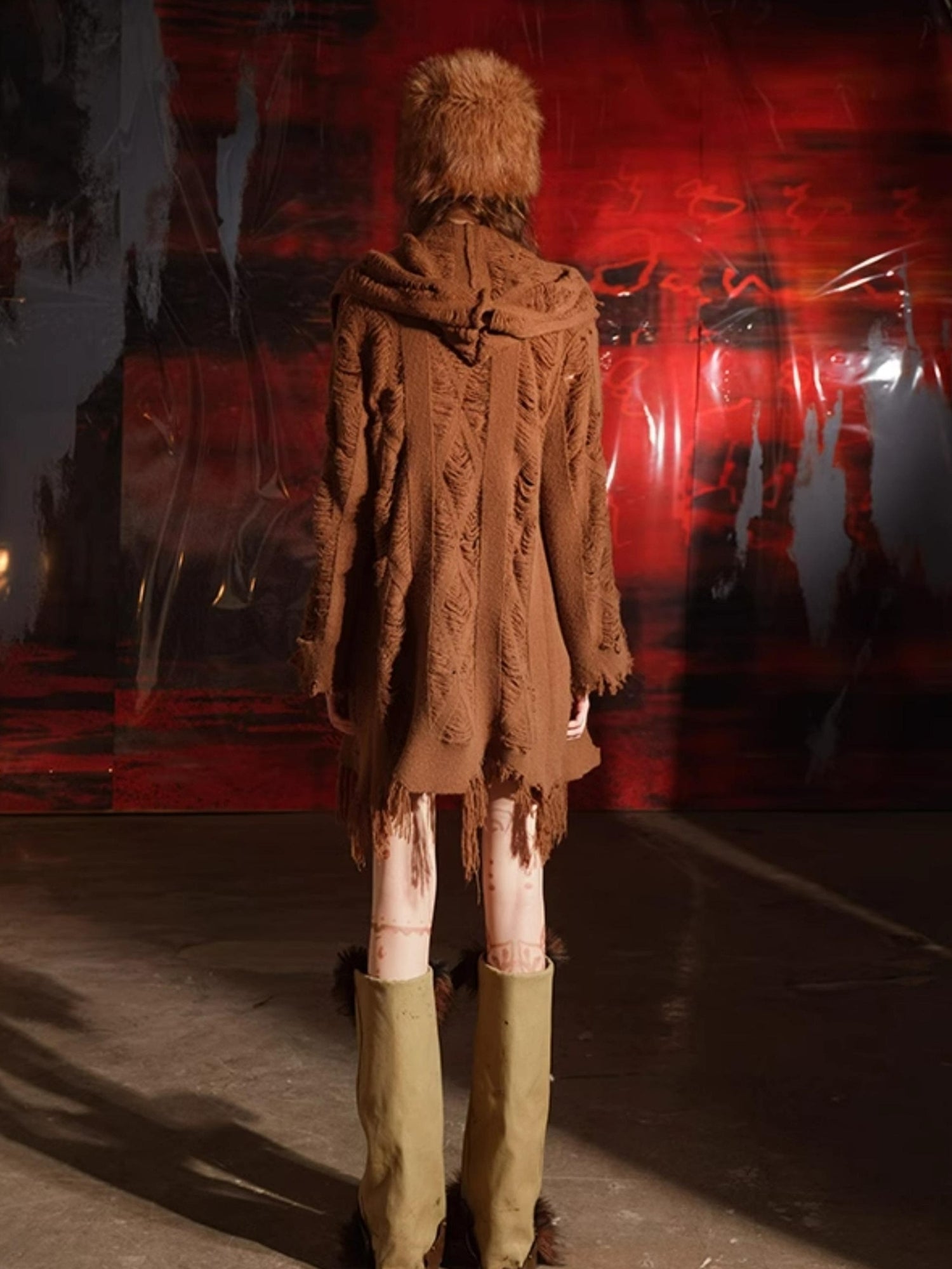 NN NORTH NODE Vintage Patchwork Hooded Cardigan Coat