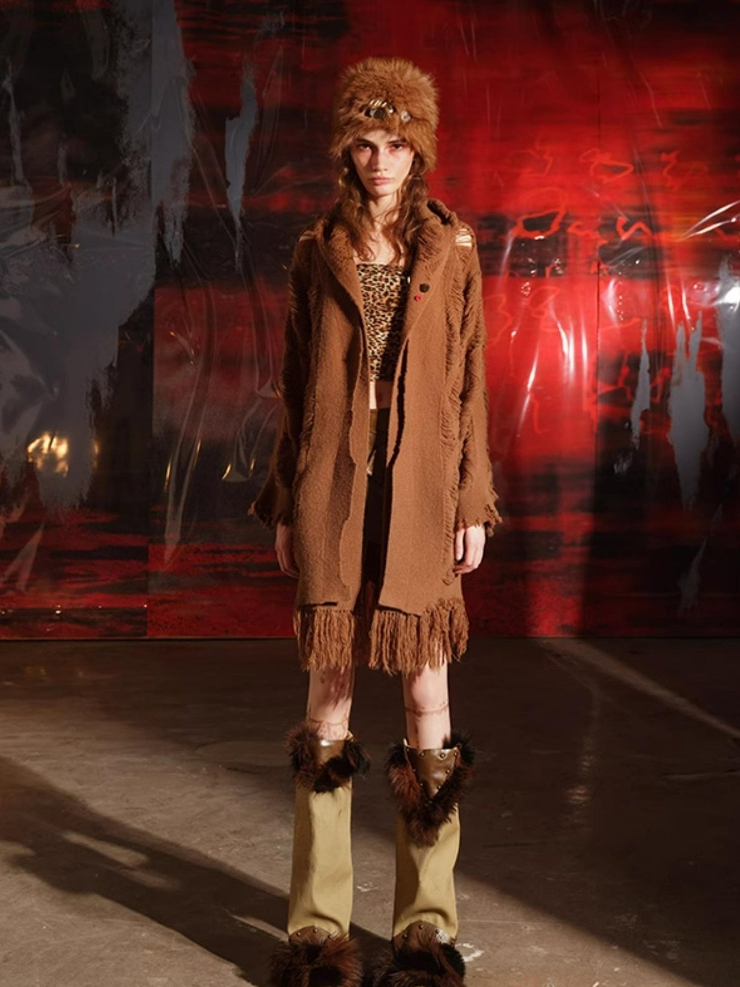 NN NORTH NODE Vintage Patchwork Hooded Cardigan Coat