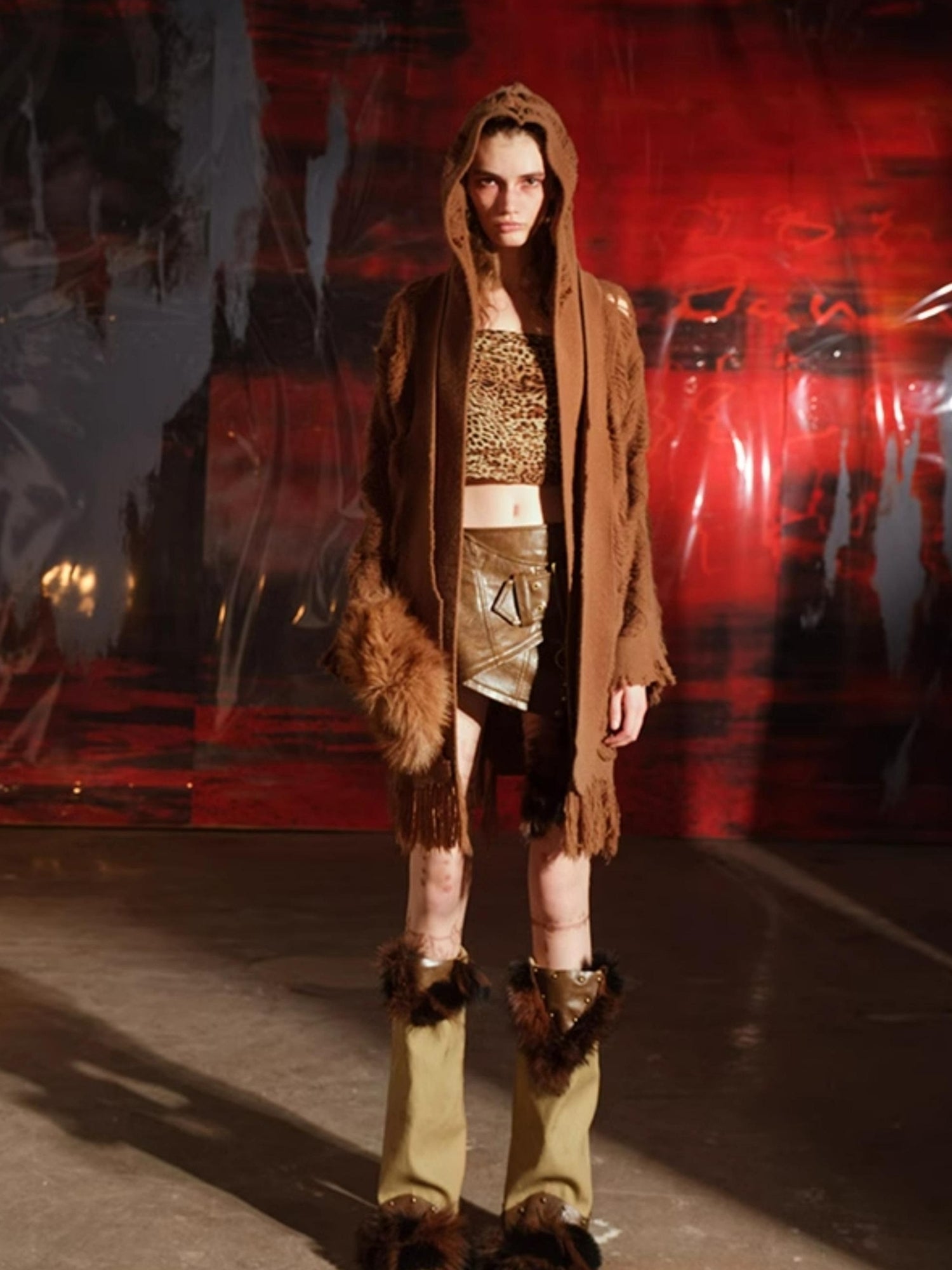 NN NORTH NODE Vintage Patchwork Hooded Cardigan Coat