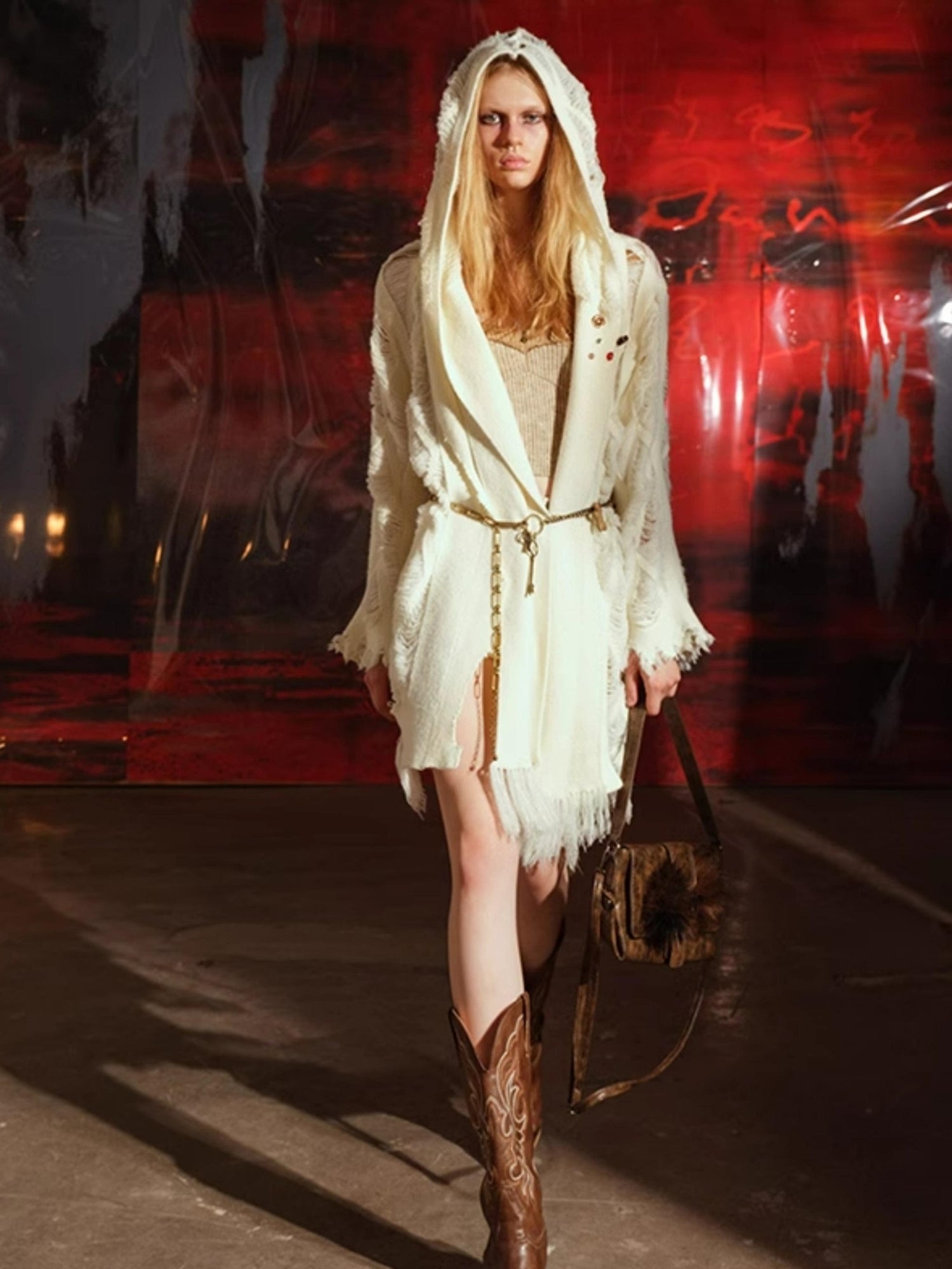 NN NORTH NODE Vintage Patchwork Hooded Cardigan Coat