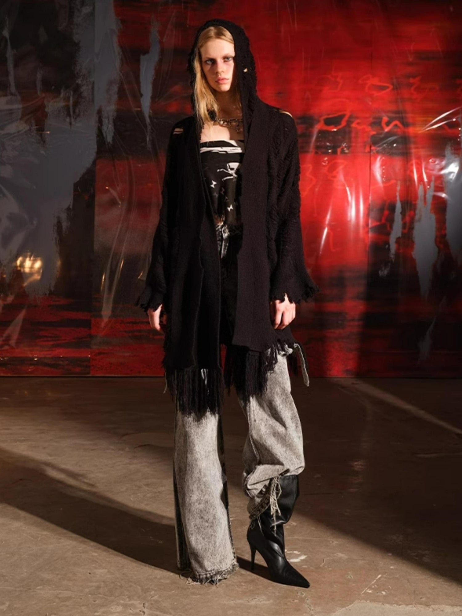 NN NORTH NODE Vintage Patchwork Hooded Cardigan Coat