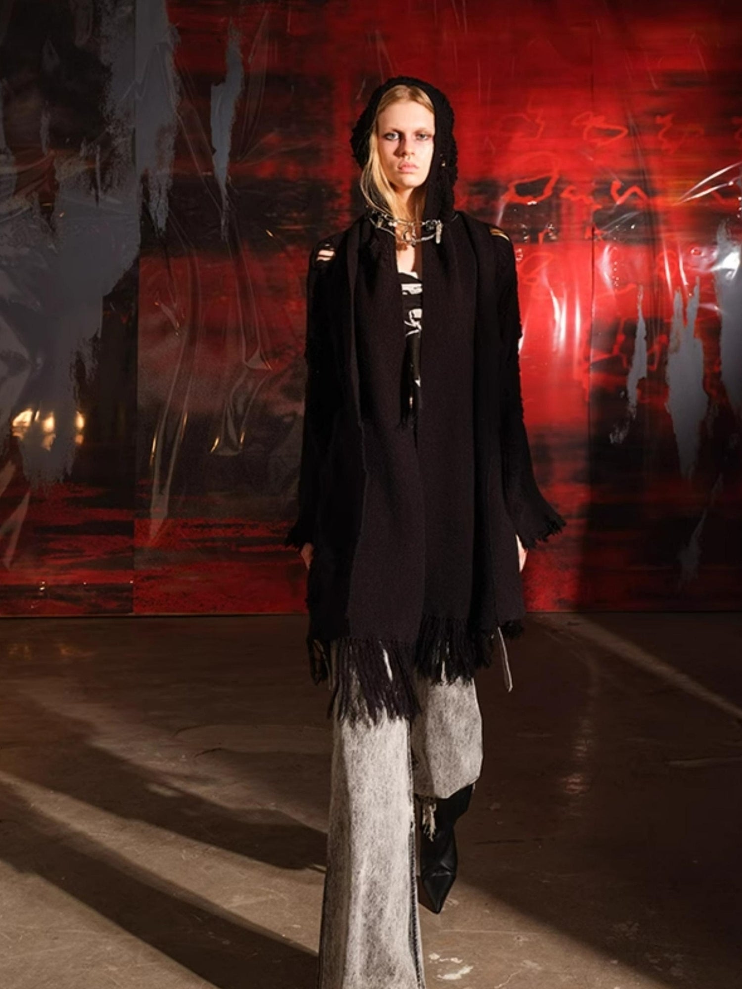 NN NORTH NODE Vintage Patchwork Hooded Cardigan Coat