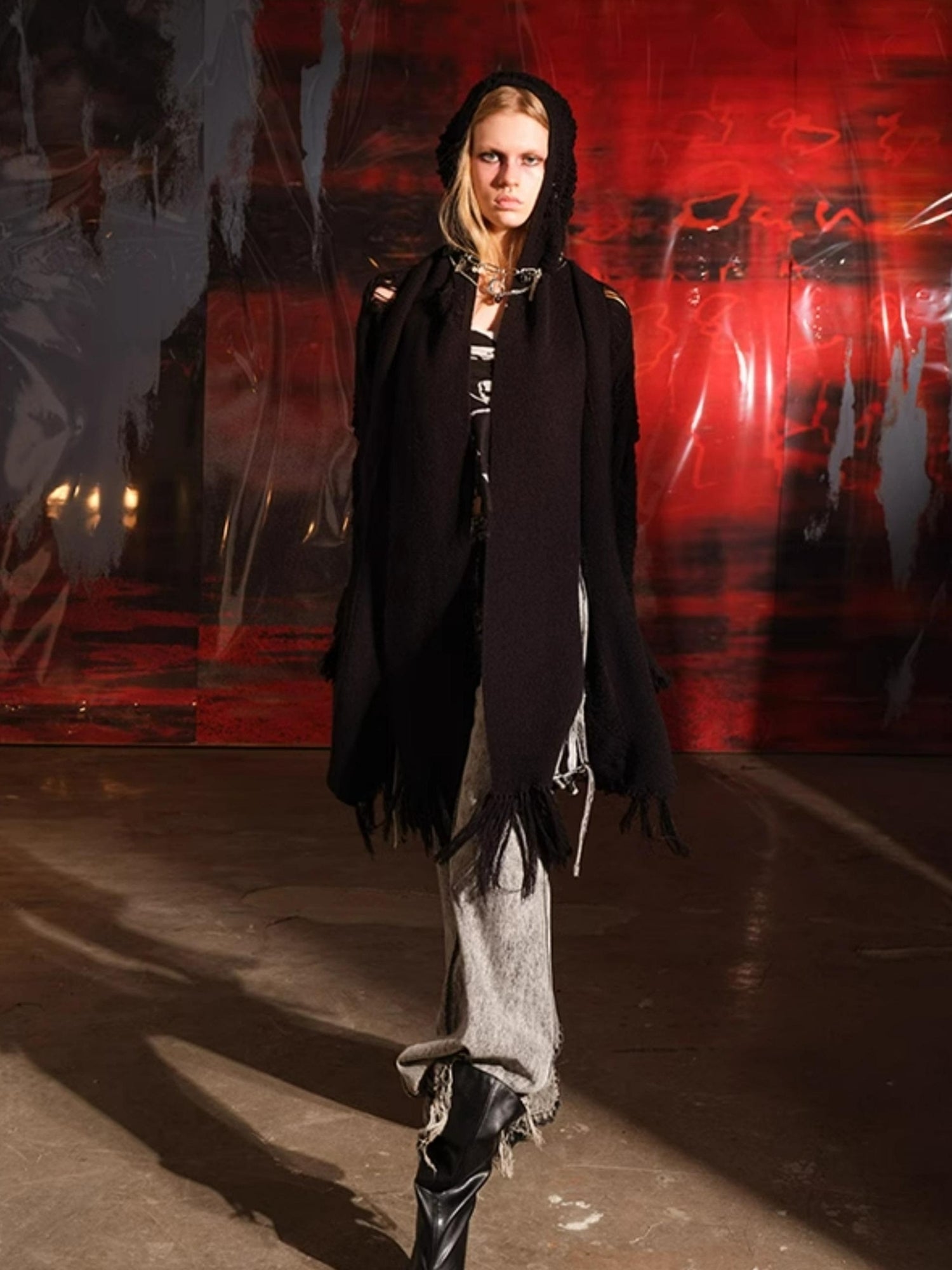 NN NORTH NODE Vintage Patchwork Hooded Cardigan Coat