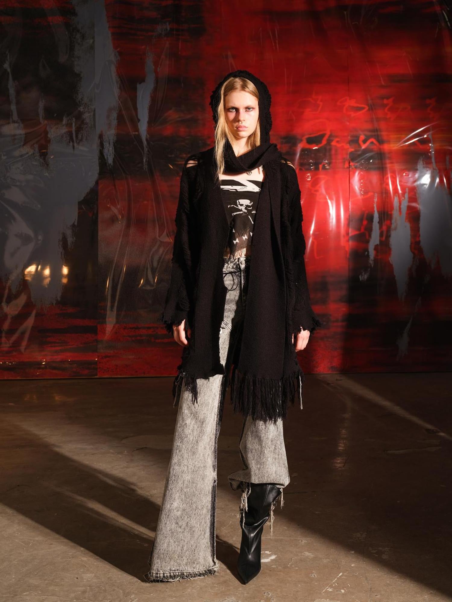 NN NORTH NODE Vintage Patchwork Hooded Cardigan Coat