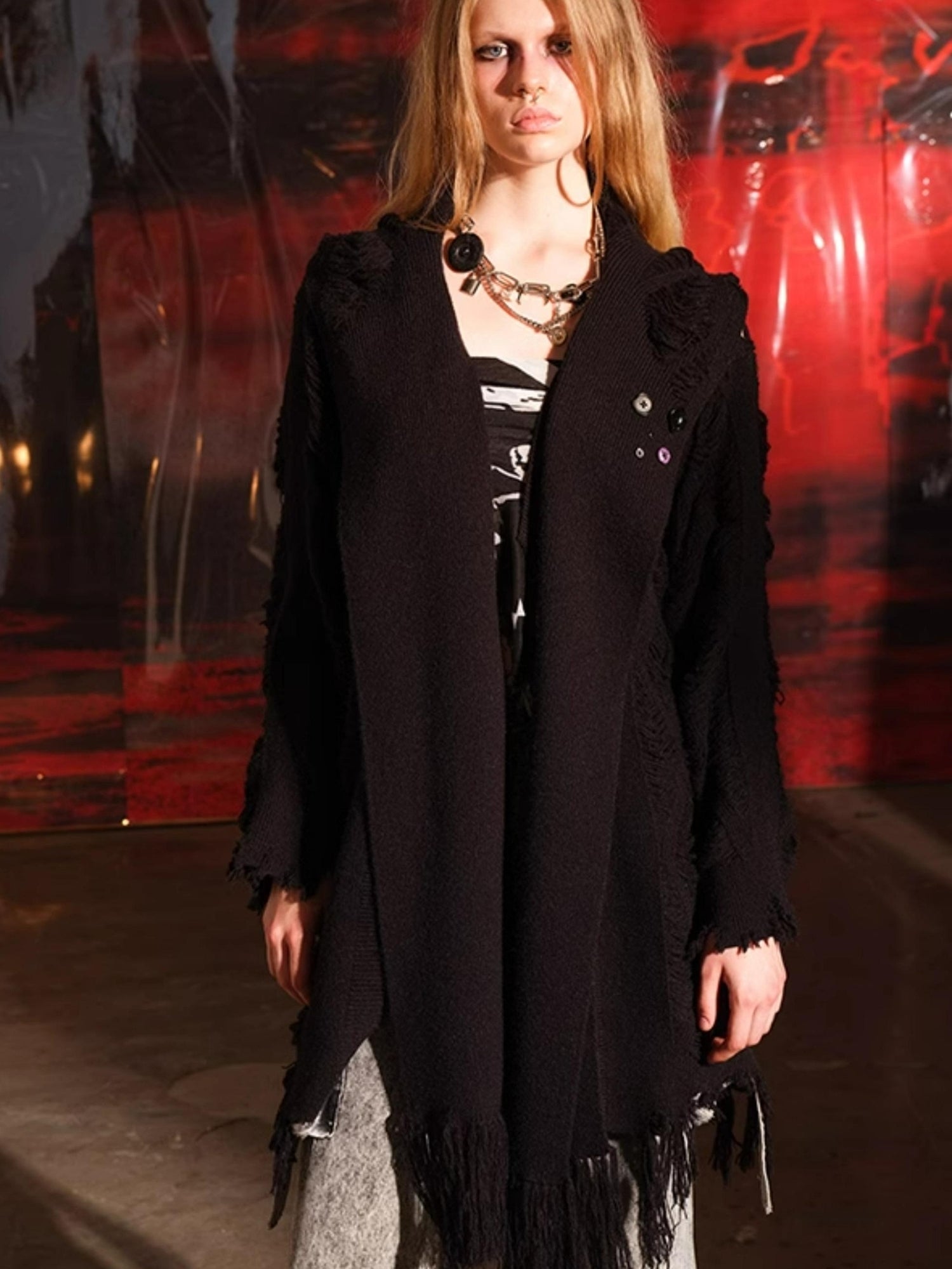 NN NORTH NODE Vintage Patchwork Hooded Cardigan Coat