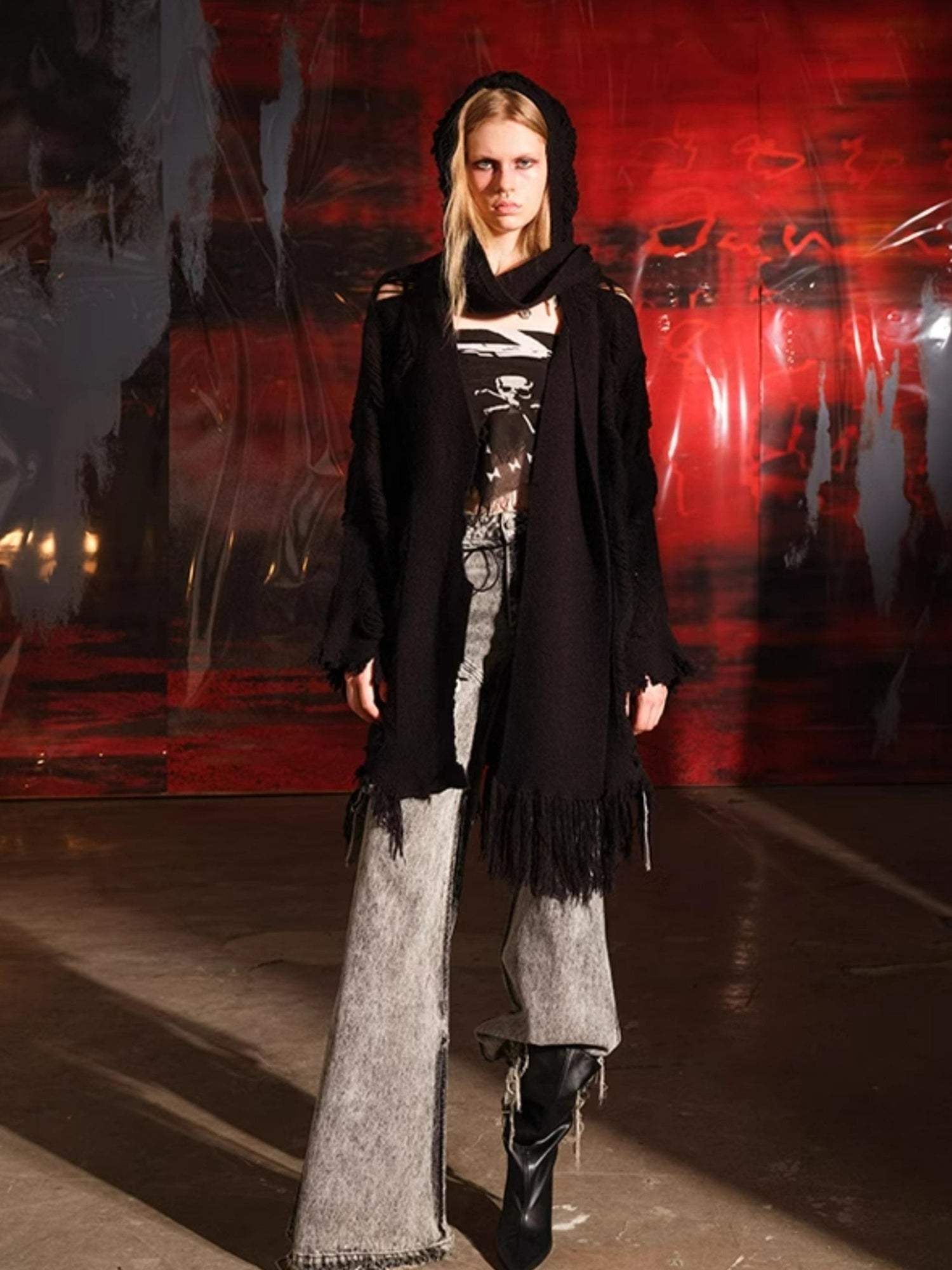 NN NORTH NODE Vintage Patchwork Hooded Cardigan Coat