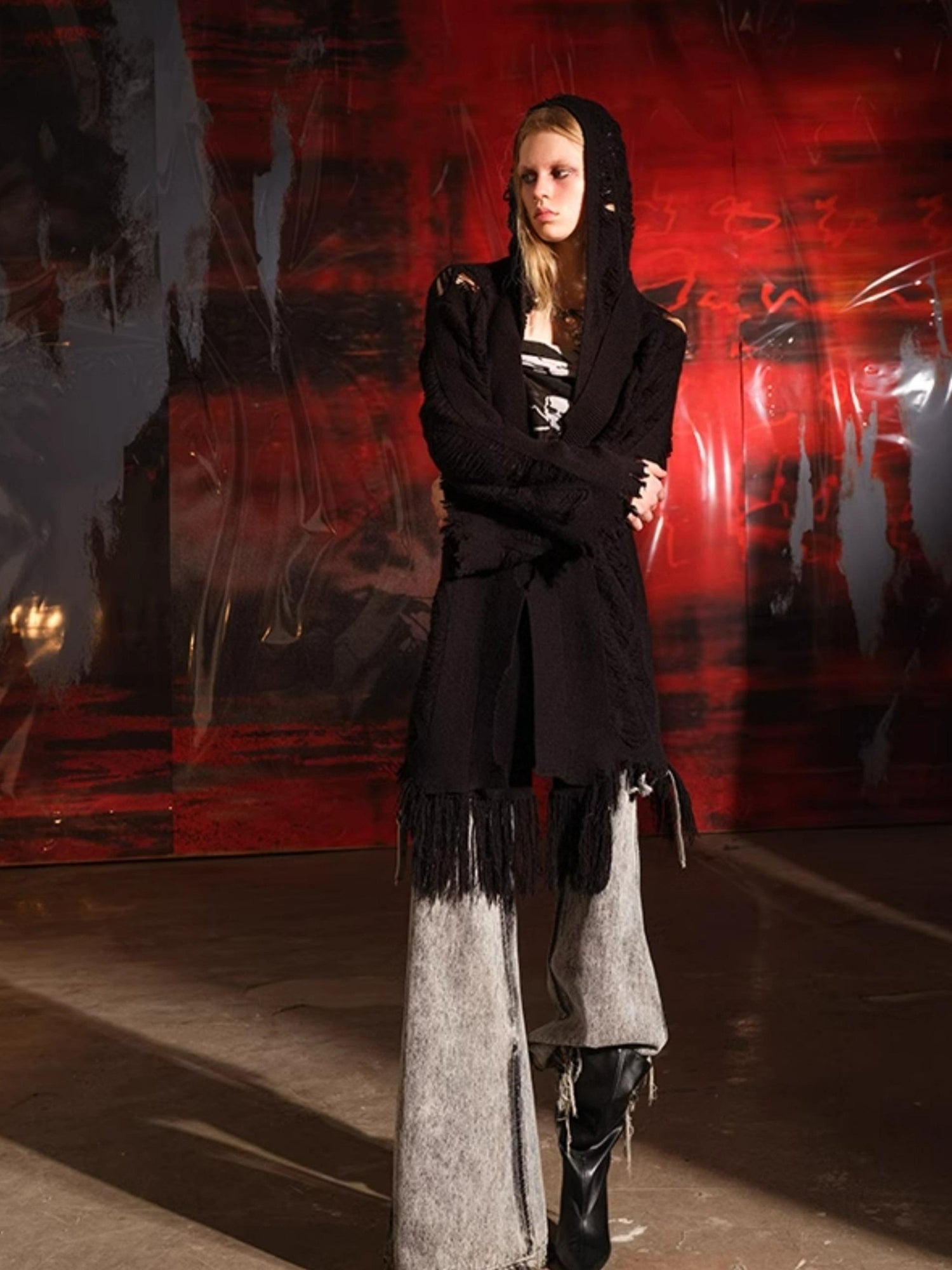 NN NORTH NODE Vintage Patchwork Hooded Cardigan Coat