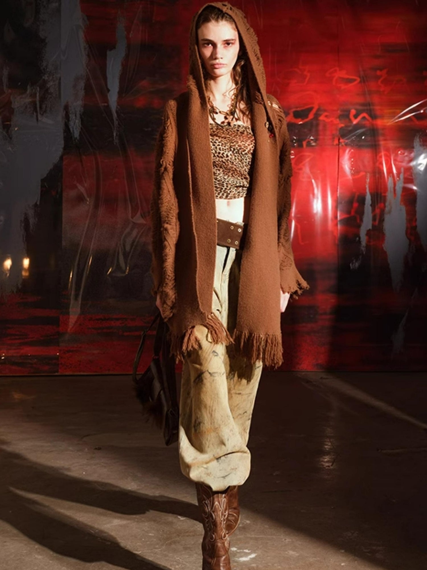NN NORTH NODE Vintage Patchwork Hooded Cardigan Coat