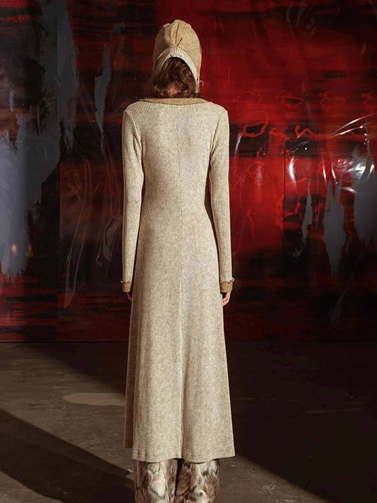 Vintage Patchwork Knit Duster Coat