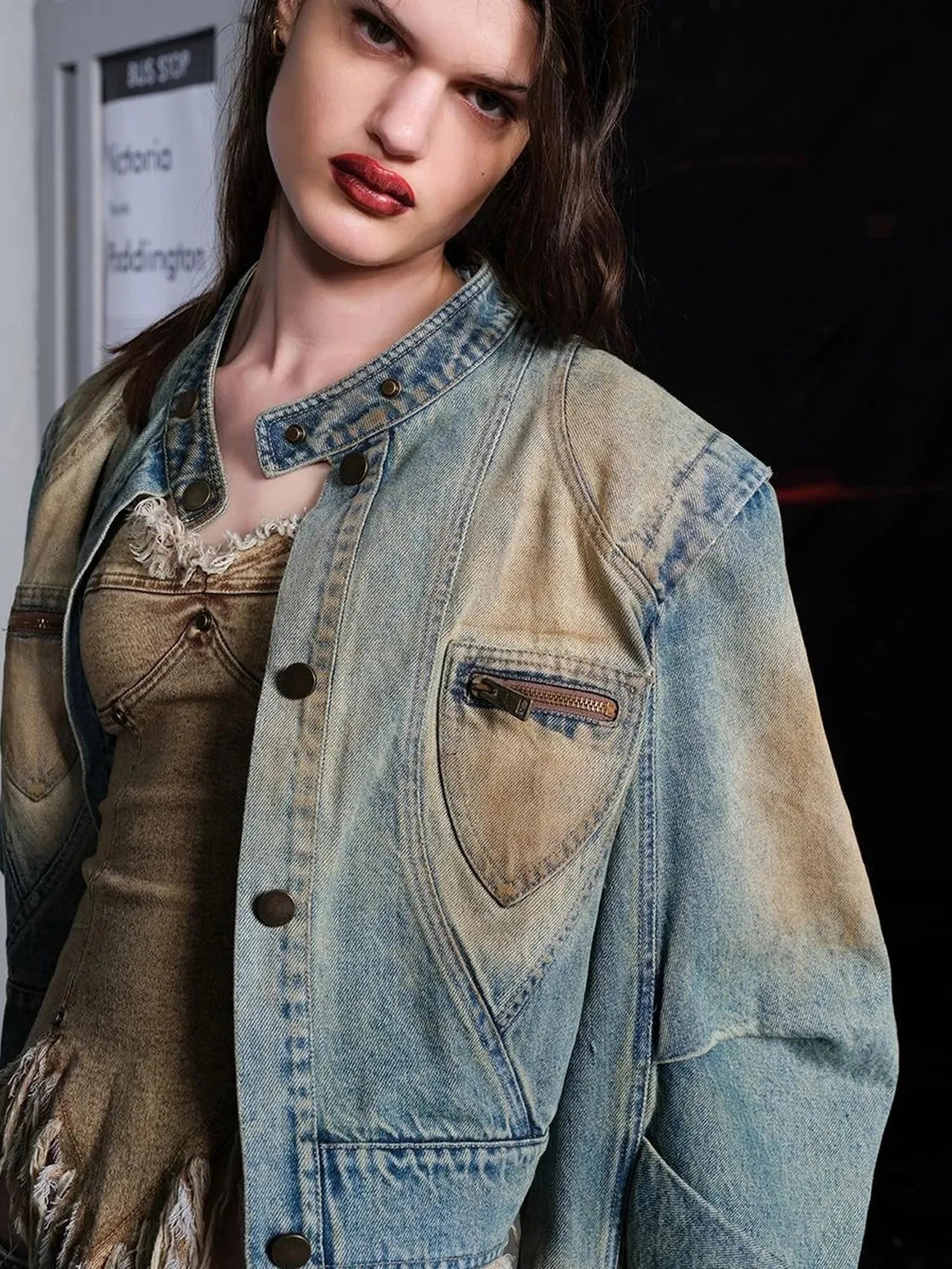 Vintage Washed Distressed Cowboy Denim Jacket
