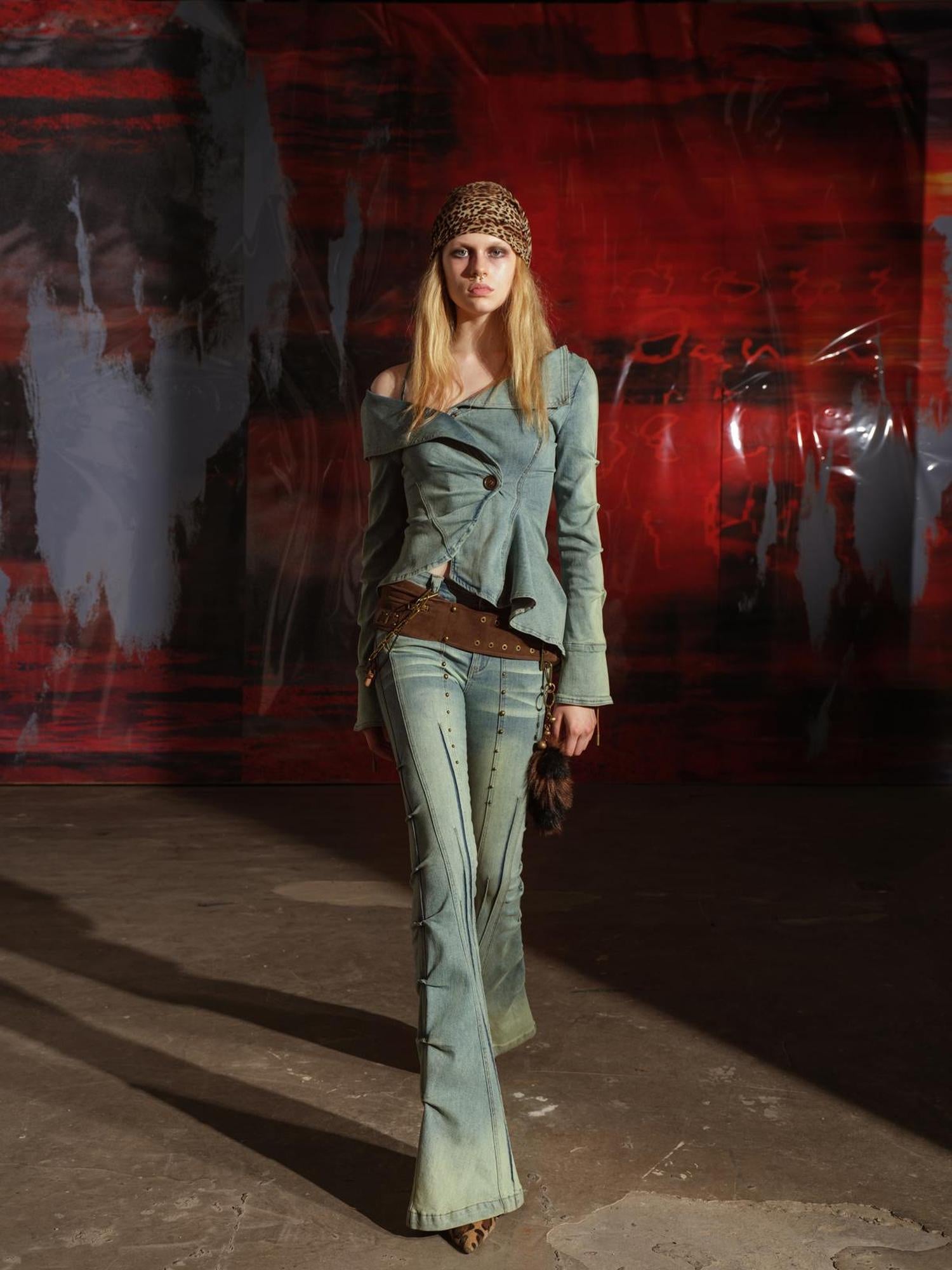 UpdateNN NORTH NODE Vintage Washed Stretch Denim Shirt