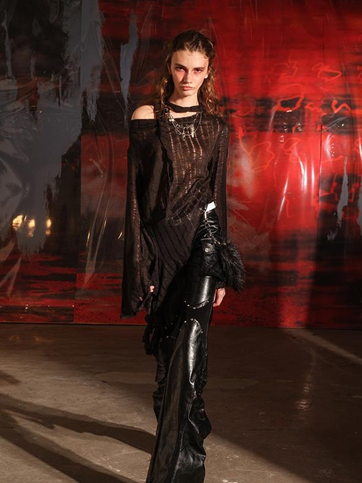 UpdateNN NORTH NODE Vintage Waxed Leather Flared Trousers