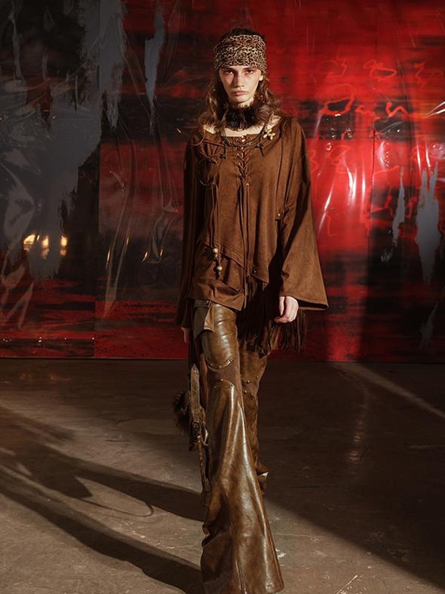 UpdateNN NORTH NODE Vintage Waxed Leather Flared Trousers