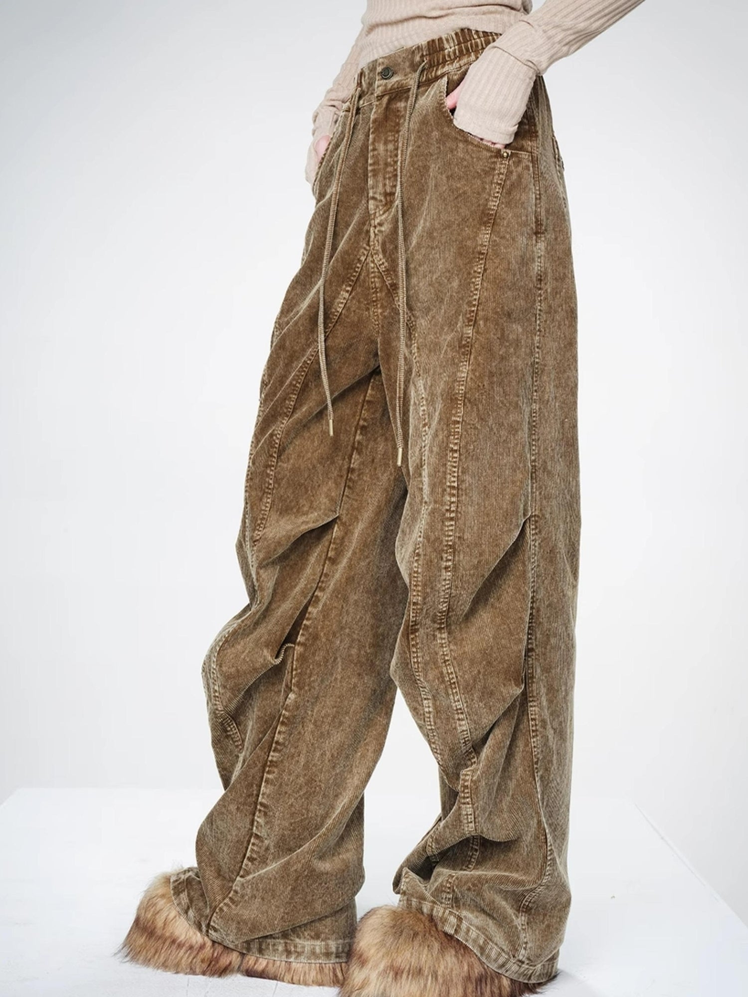 NN NORTH NODE Washed Cord Parachute Trousers With Dropped Crotch