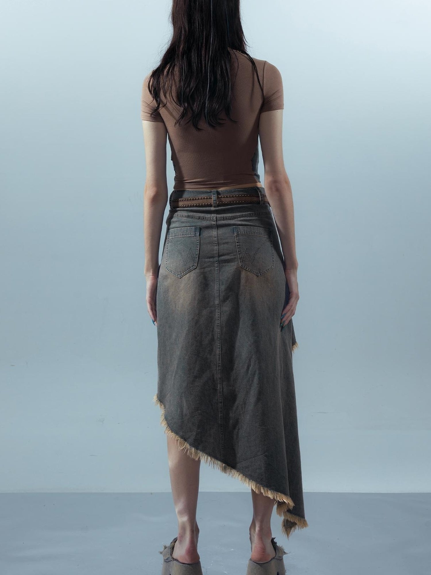 UpdateNN NORTH NODE Washed Denim Cut Out Cropped Tee