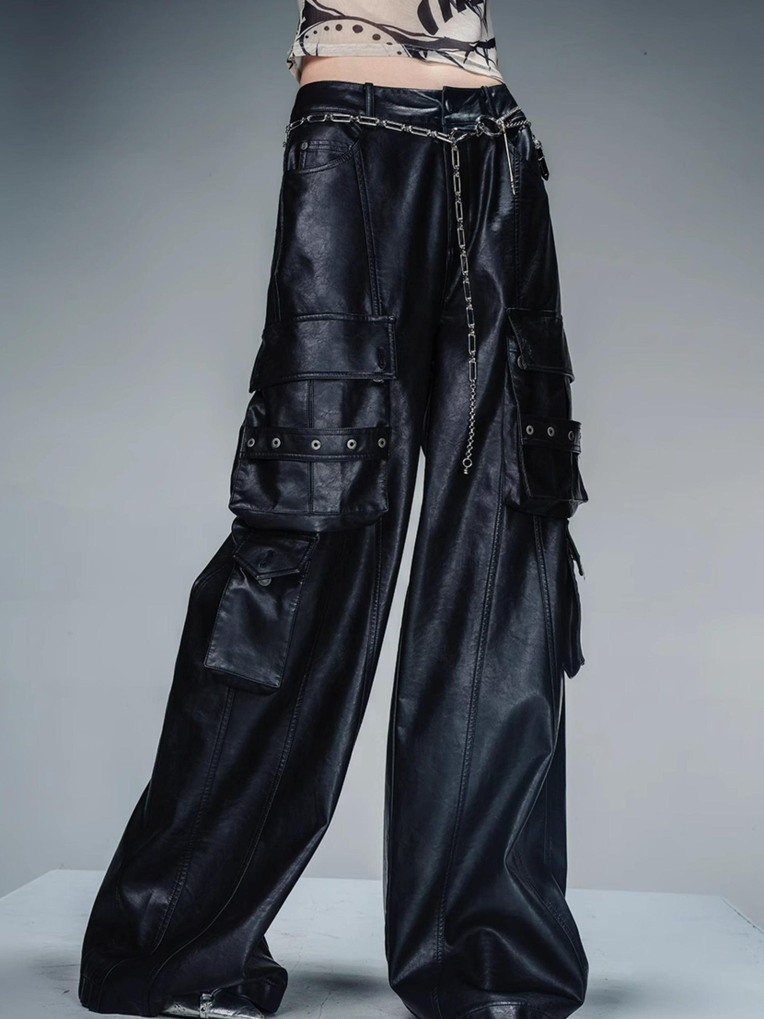 NN NORTH NODE Wild Ambition Wide Leg Leather Trousers
