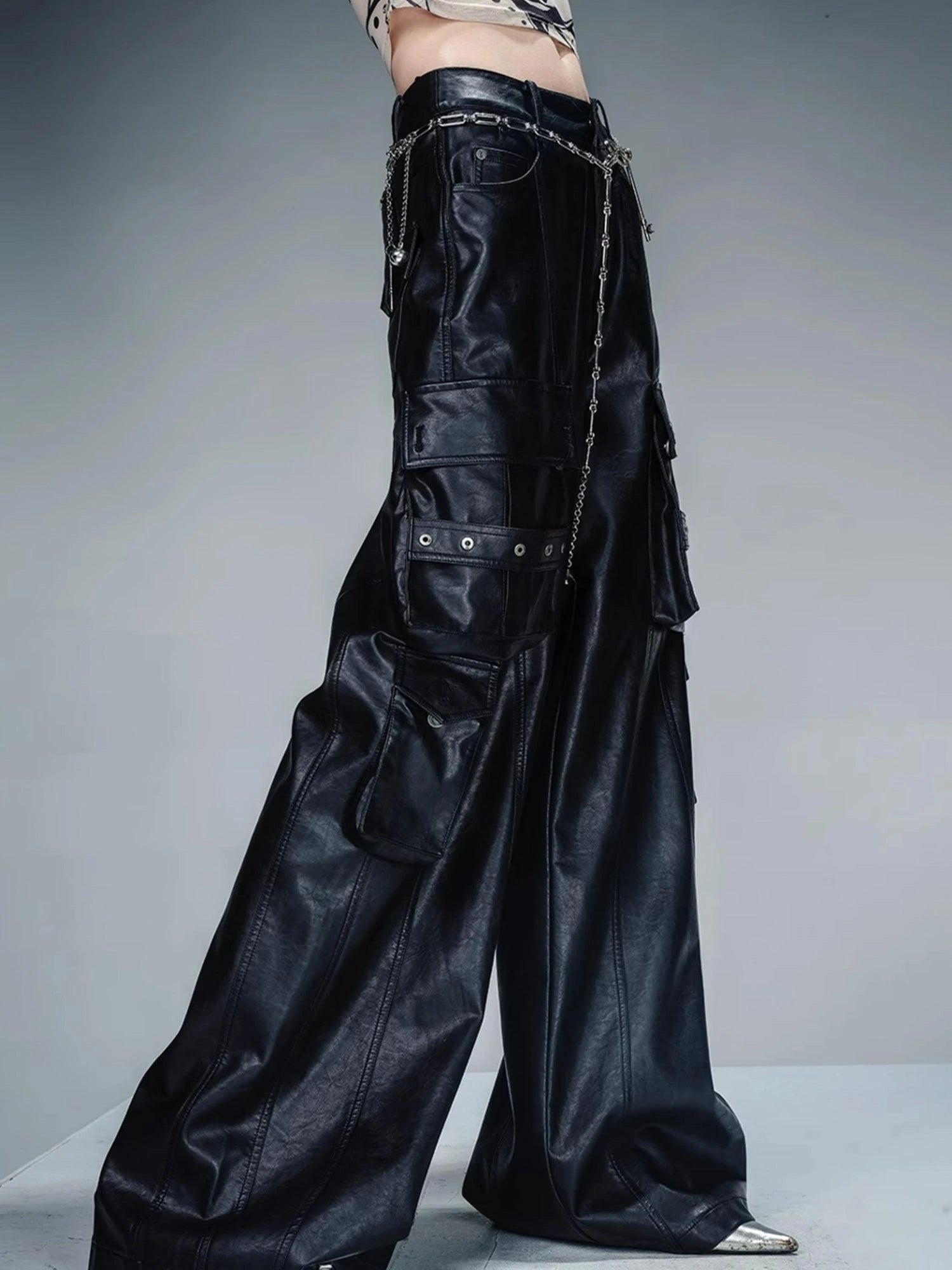Wild Ambition Wide Leg Leather Trousers