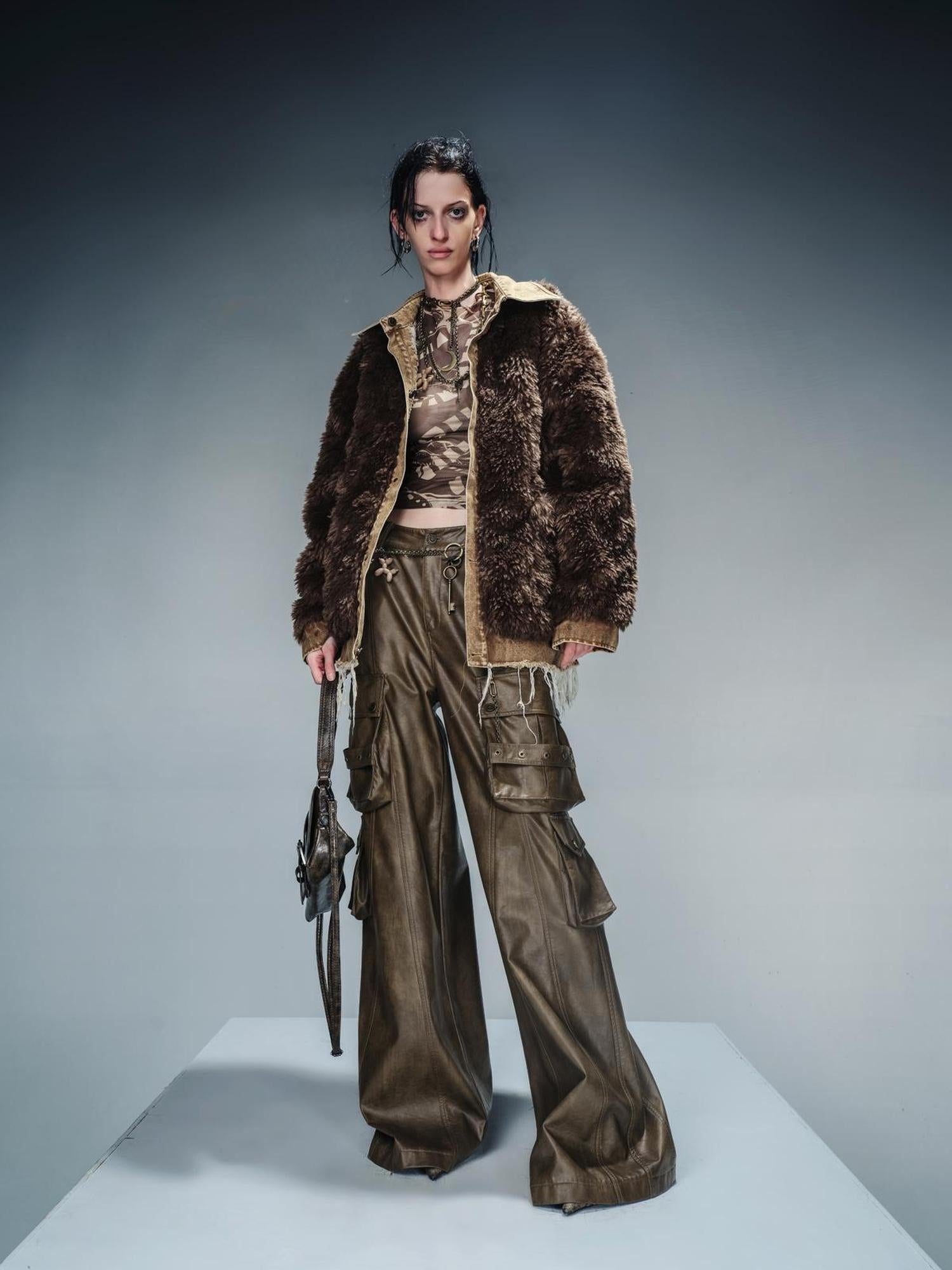 NN NORTH NODE Wild Ambition Wide Leg Leather Trousers