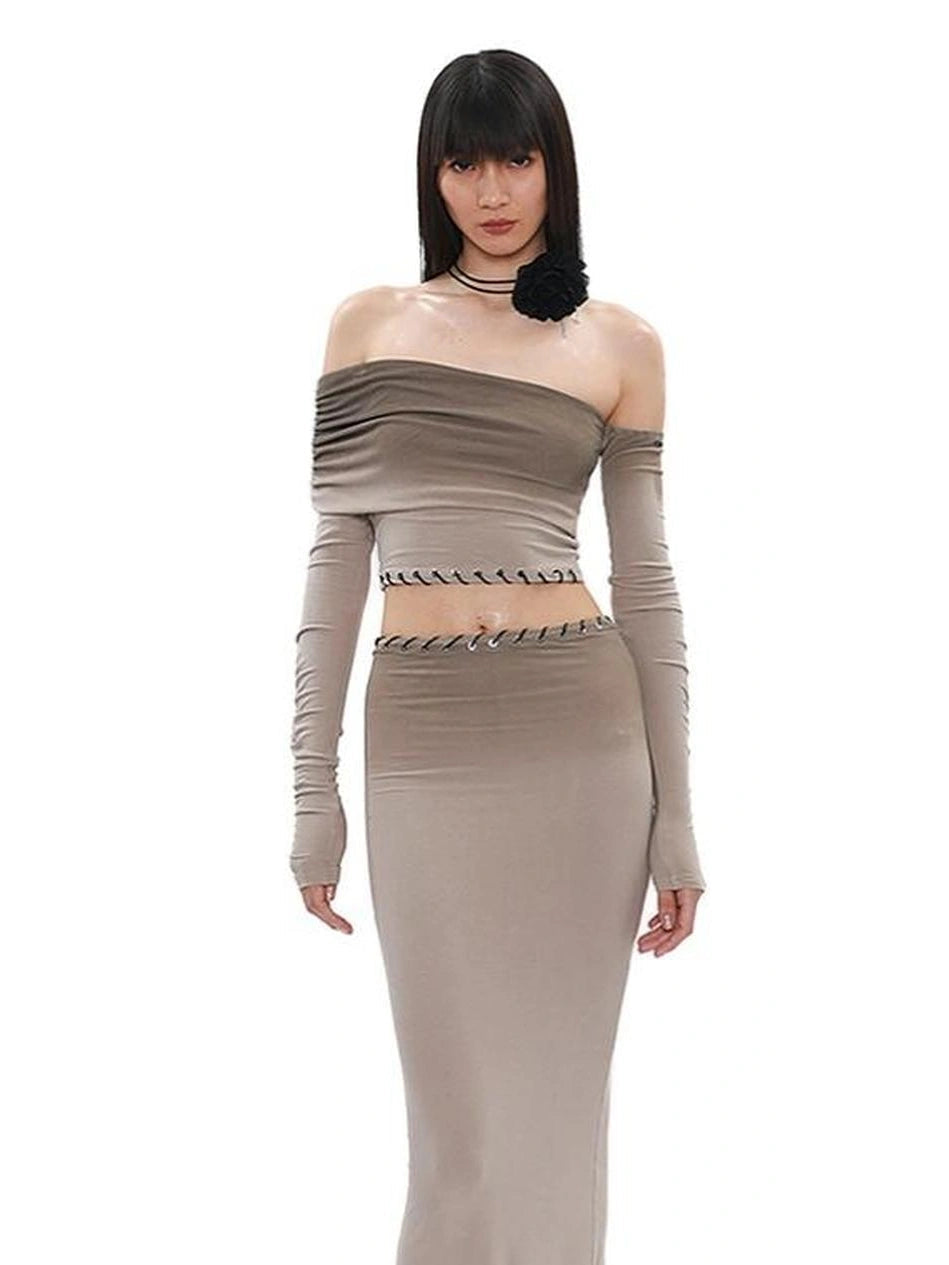 NOLA Never Offend L'Ange Gradient Grey Off Shoulder Knit Dress Set MISSTT NOLA Never Offend L'Ange Gradient Grey Off Shoulder Knit Dress Set MISSTT