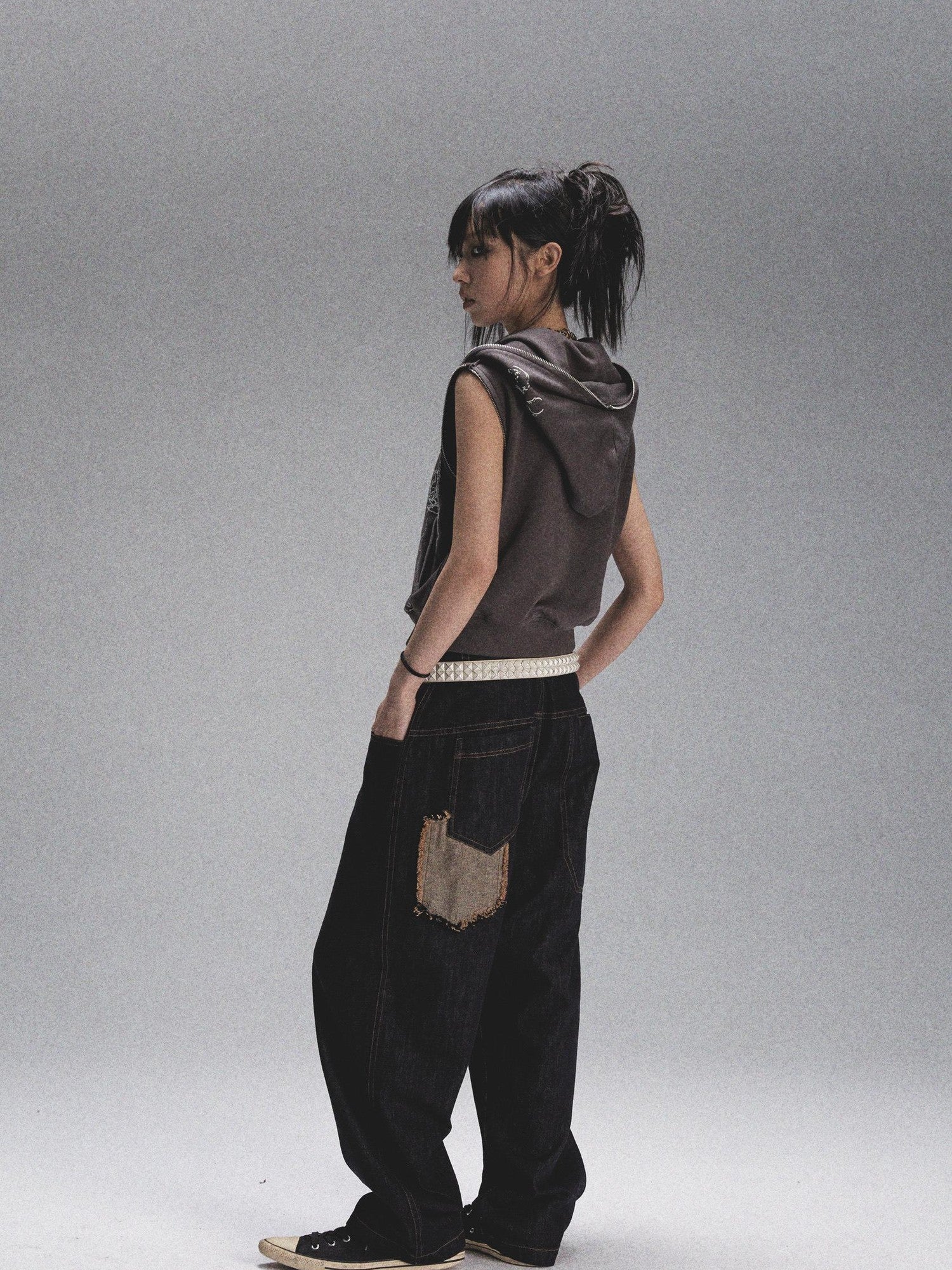 NONAME SPACE Natural Color Print Durable Relaxed Straight Women&