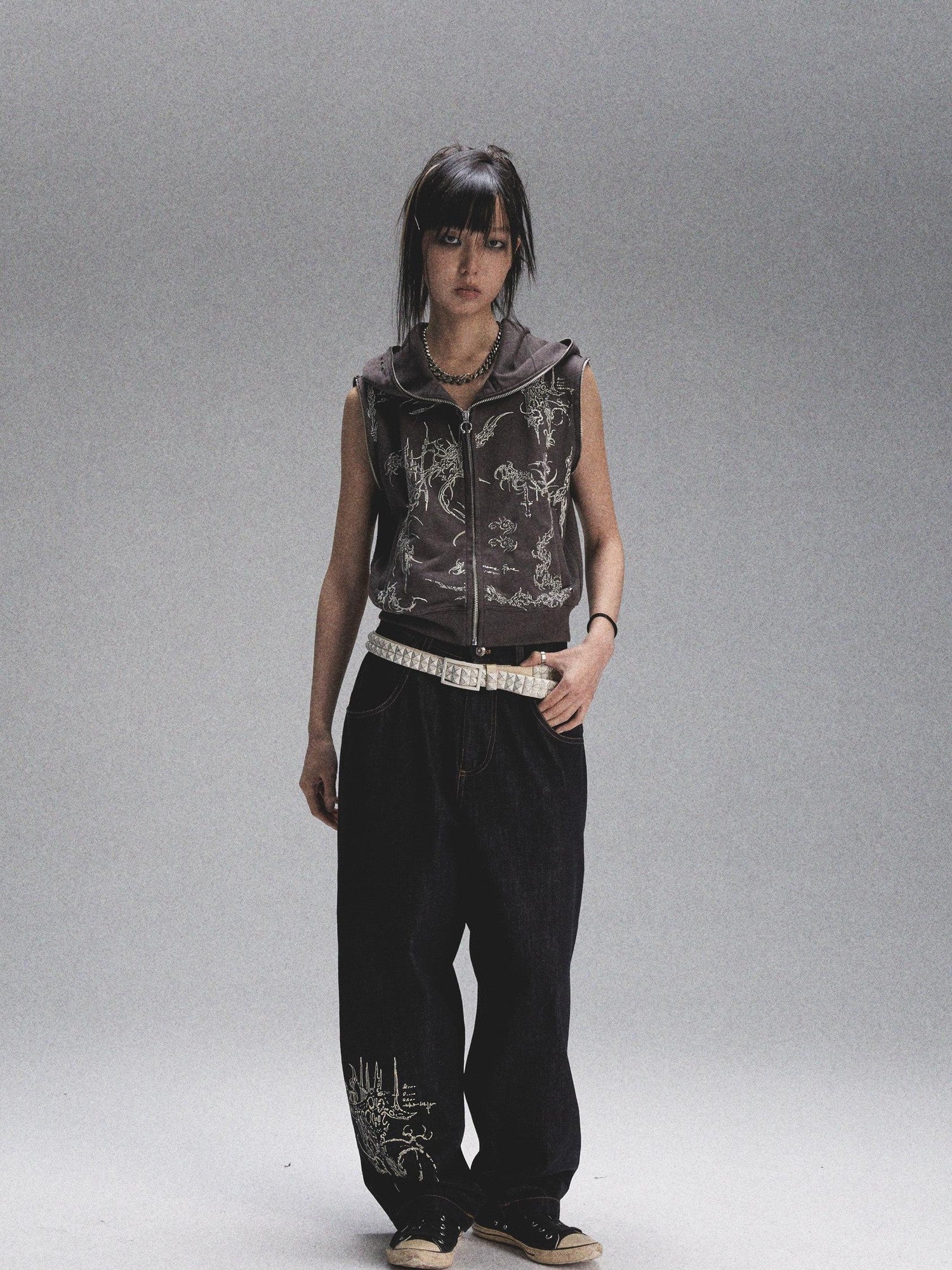 NONAME SPACE Natural Color Print Durable Relaxed Straight Women&