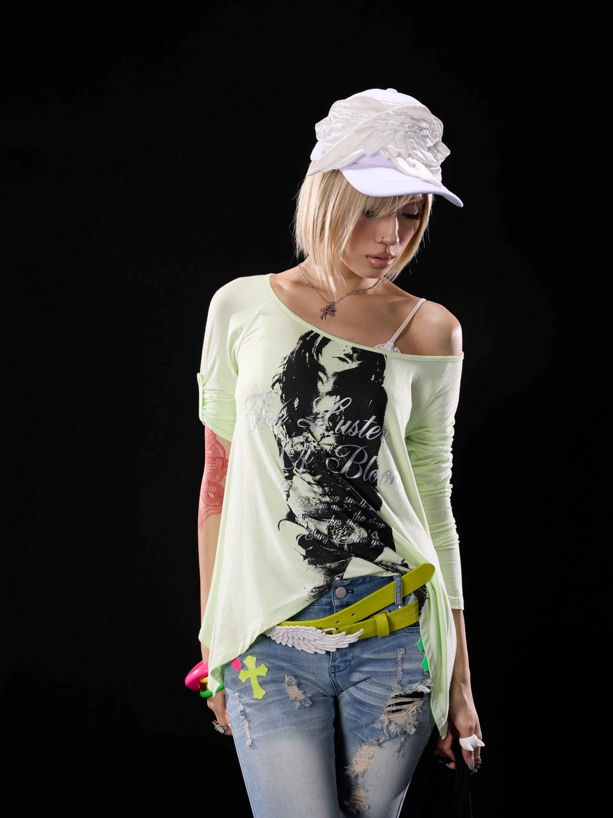 NONAME_SPACE_Sequin_Print_Asymmetric_Hem_High_Elastic_Women&