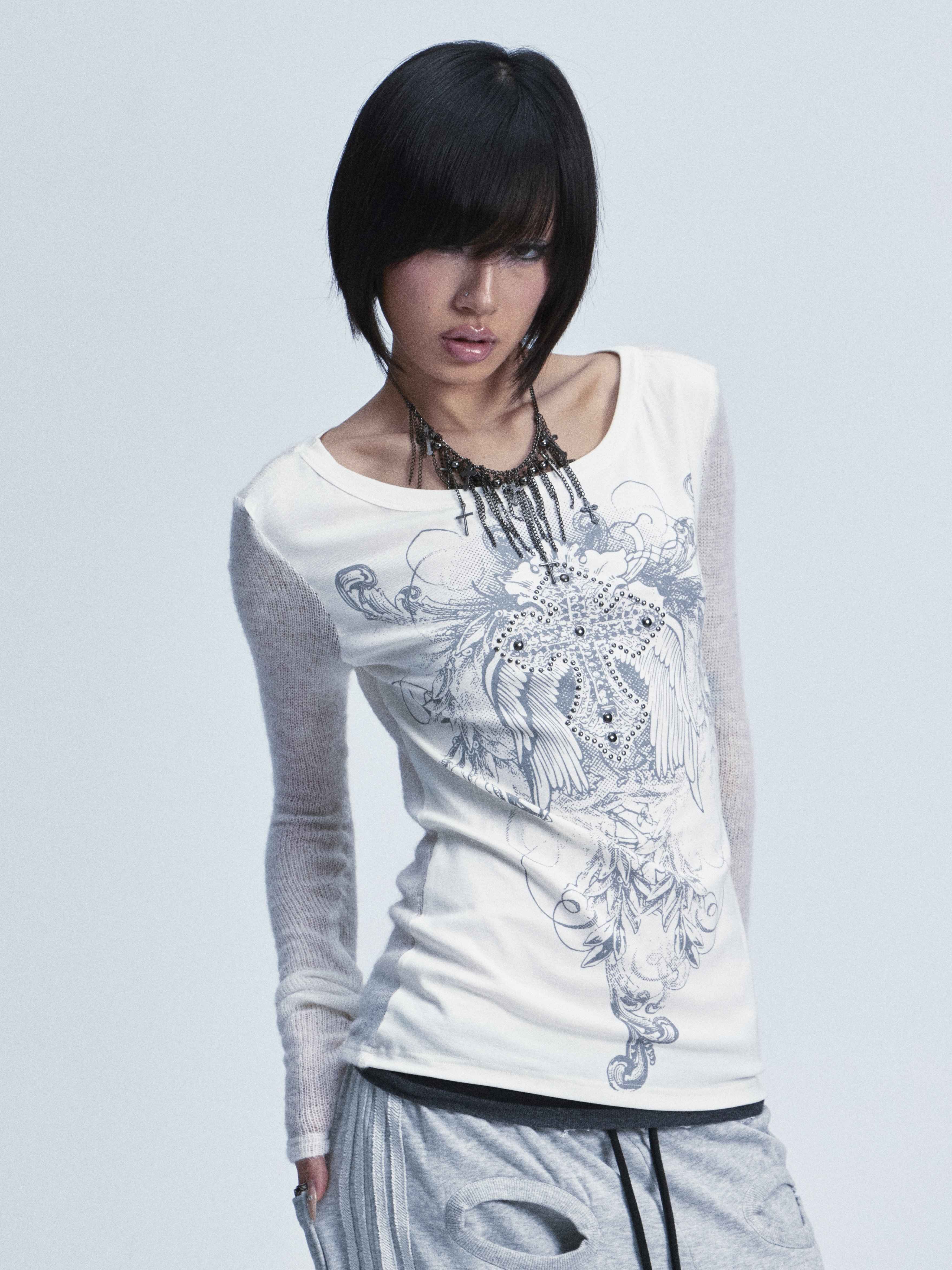 NONAME_SPACE_Two_Tone_Spliced_Studded_Cross_Print_Women&