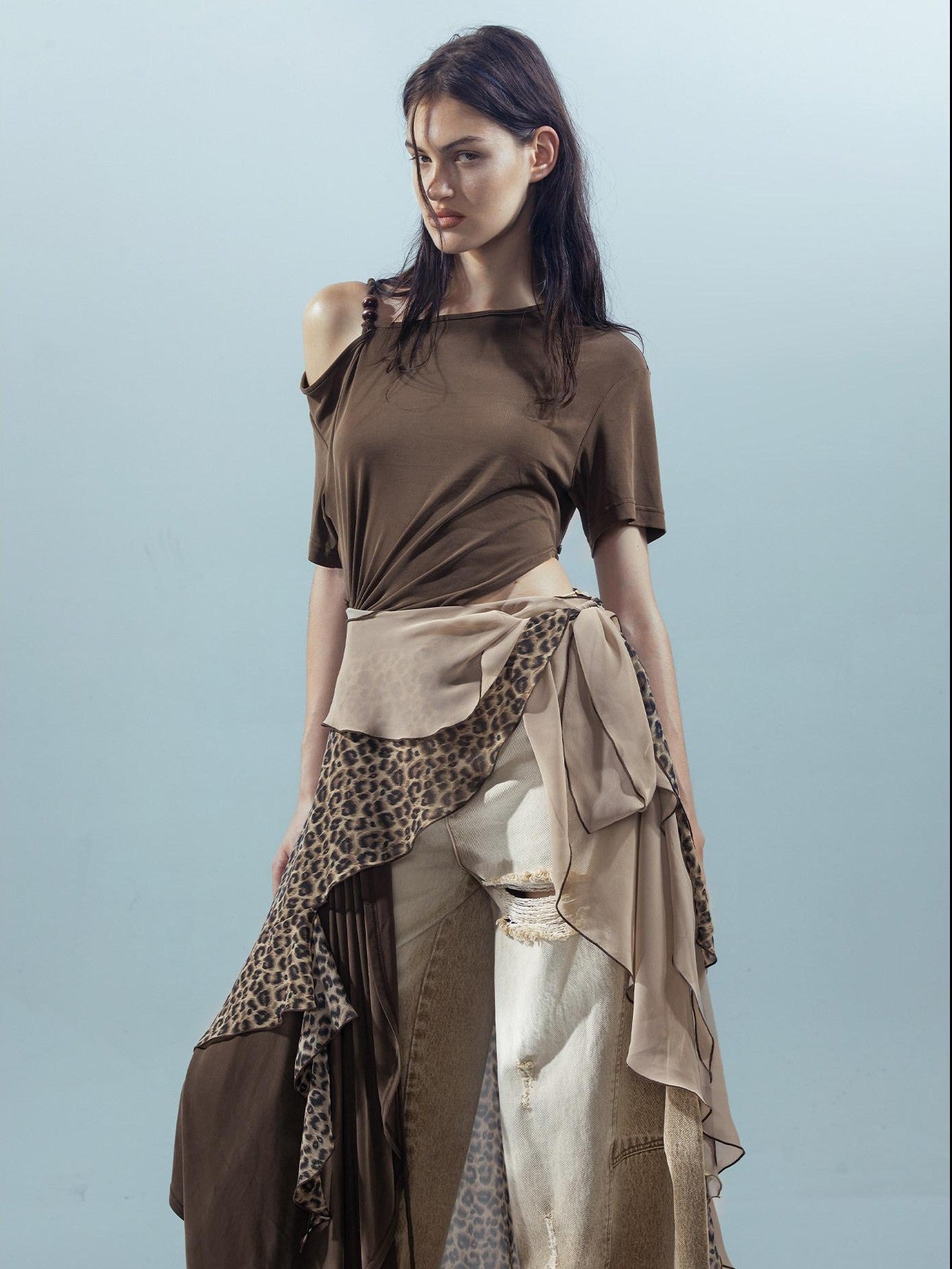 NORTH NODE Asymmetric Colorblock Detachable Scarf Women&