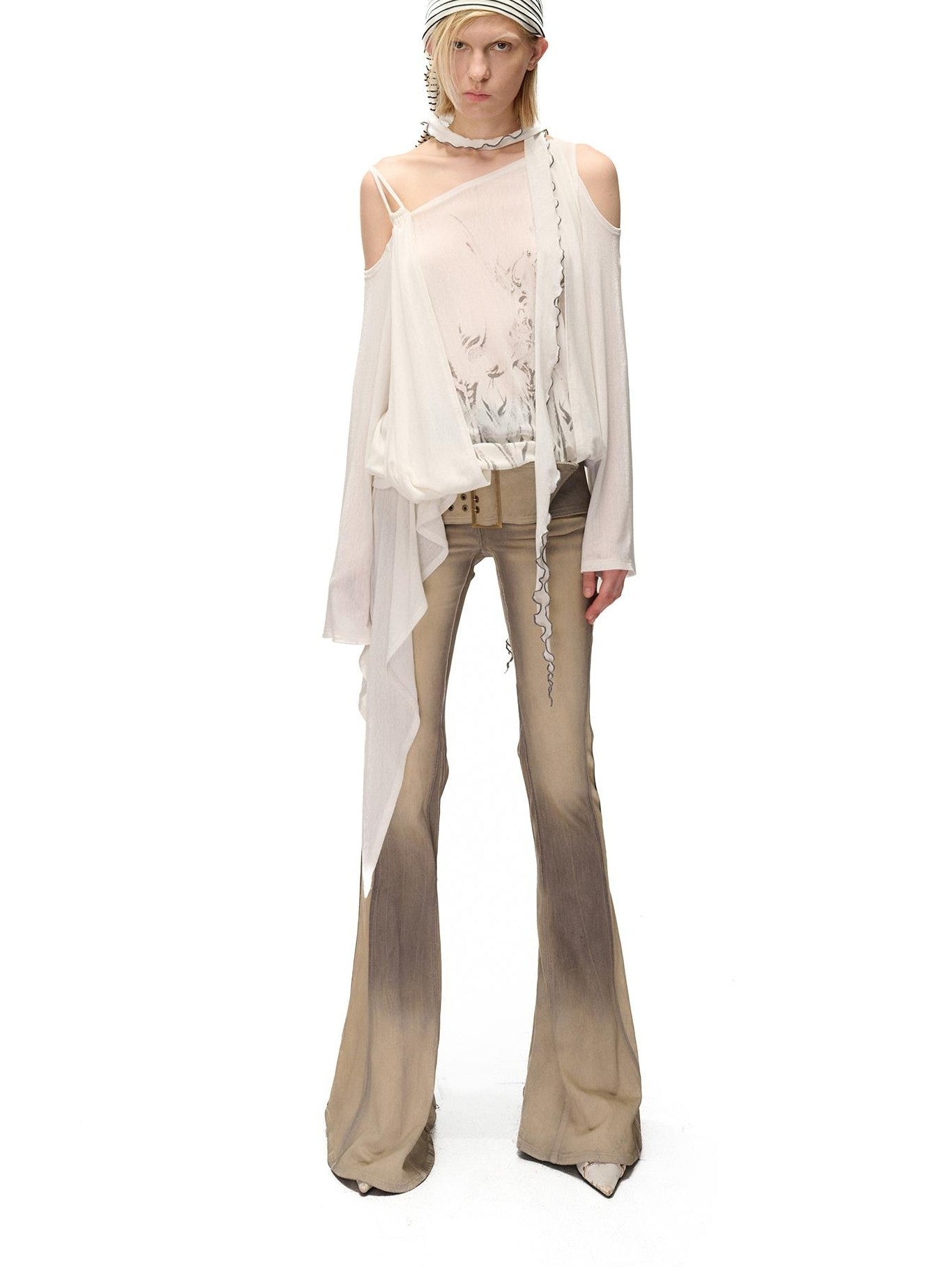 NORTH NODE Asymmetric Fragment Print Loose Stretch Women&