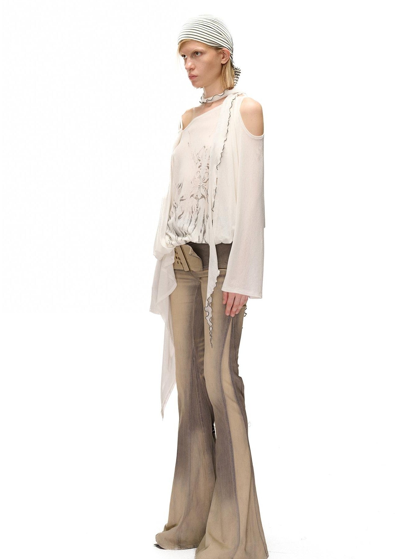NORTH NODE Asymmetric Fragment Print Loose Stretch Women&