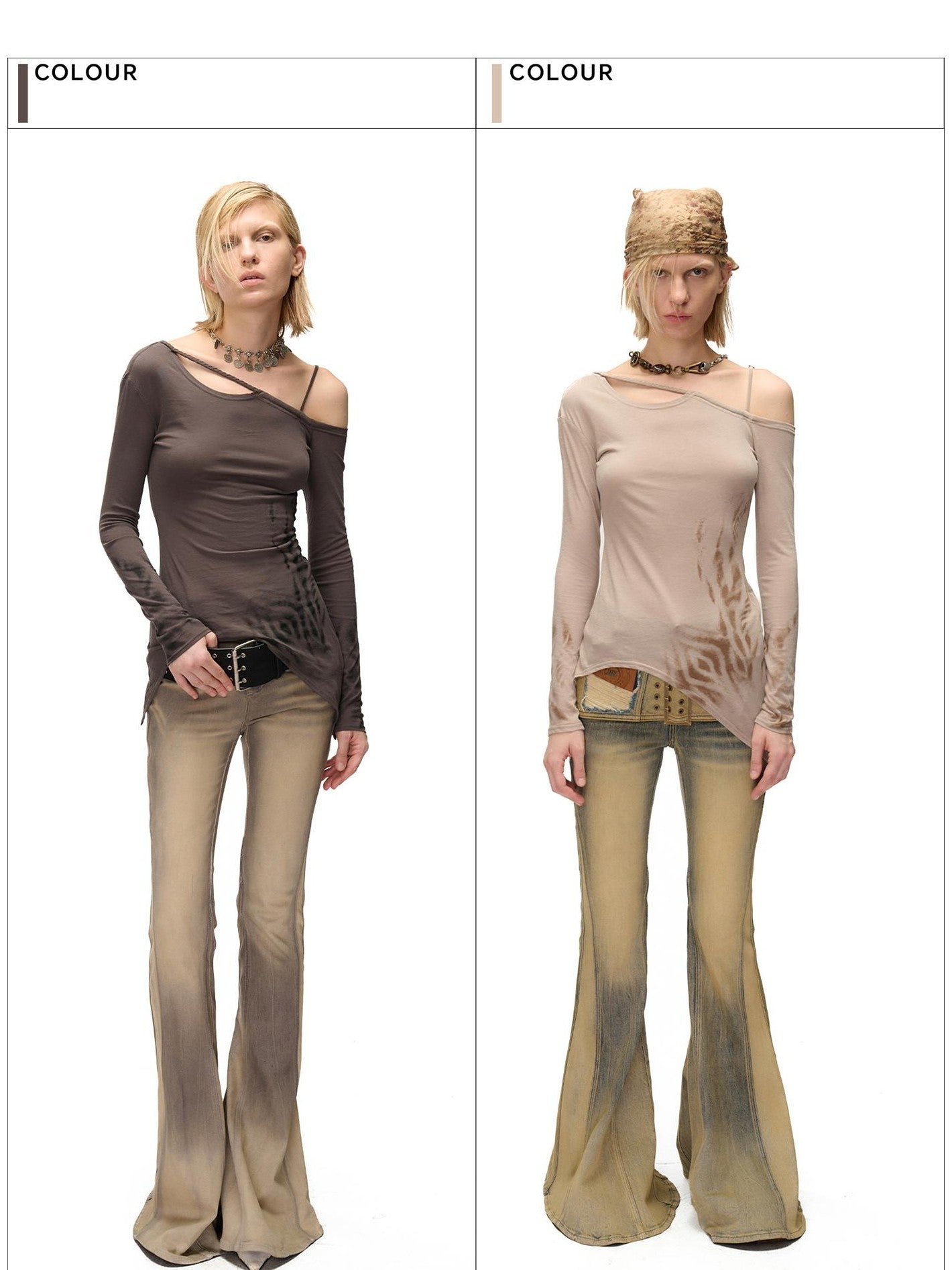 NORTH NODE Asymmetric Printed Knitted Collar Deconstructed Women&