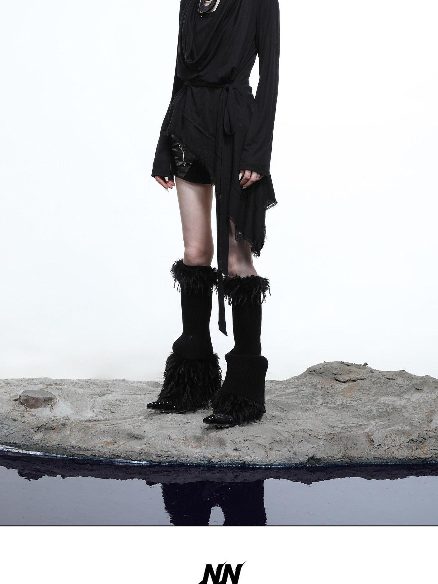 NORTH NODE Asymmetrical Diagonal Splice Stretch Knit Women&