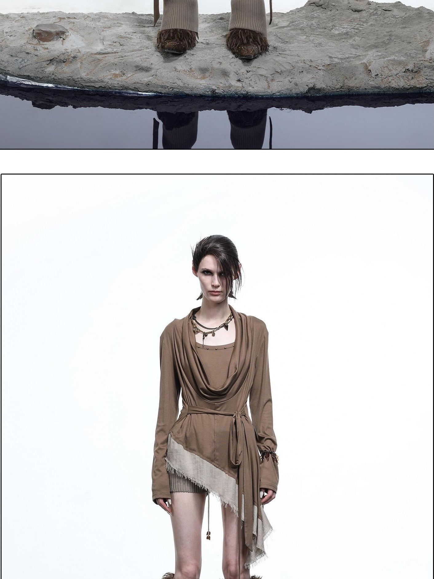 NORTH NODE Asymmetrical Diagonal Splice Stretch Knit Women&