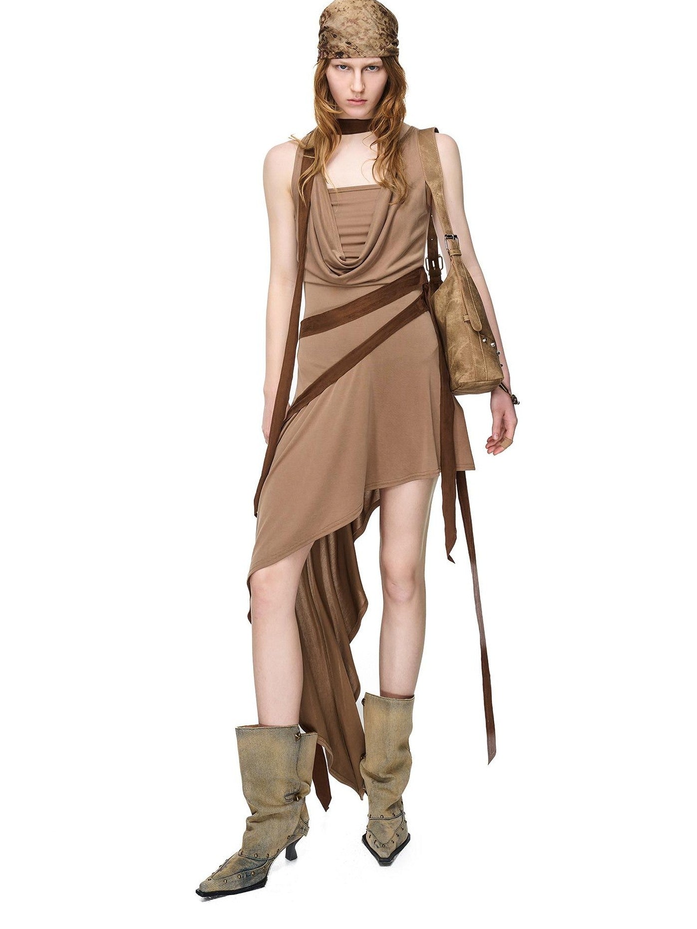 NORTH NODE Asymmetrical Draped Tie Women&
