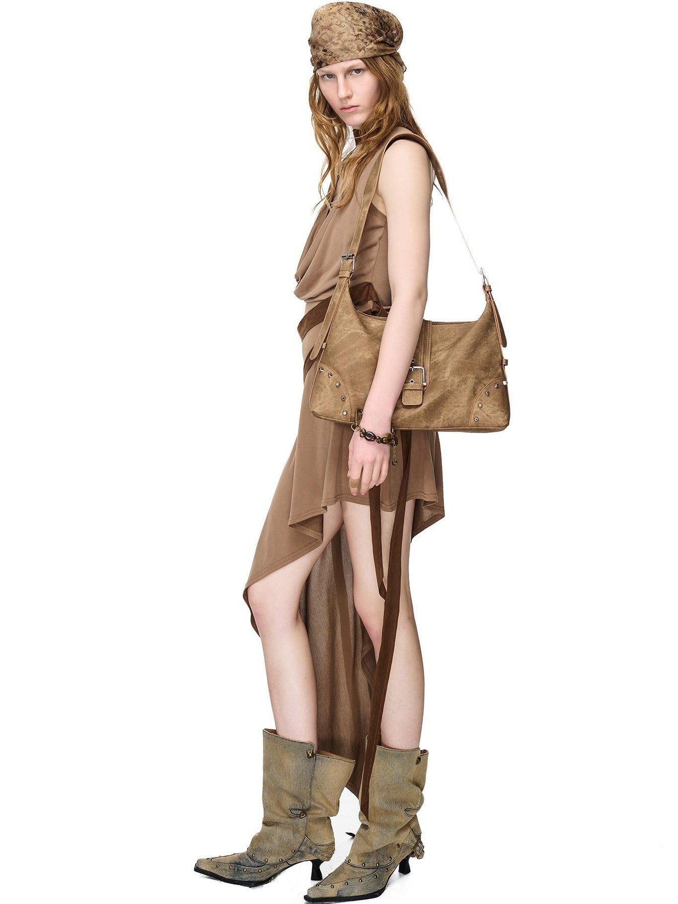 NORTH NODE Asymmetrical Draped Tie Women&