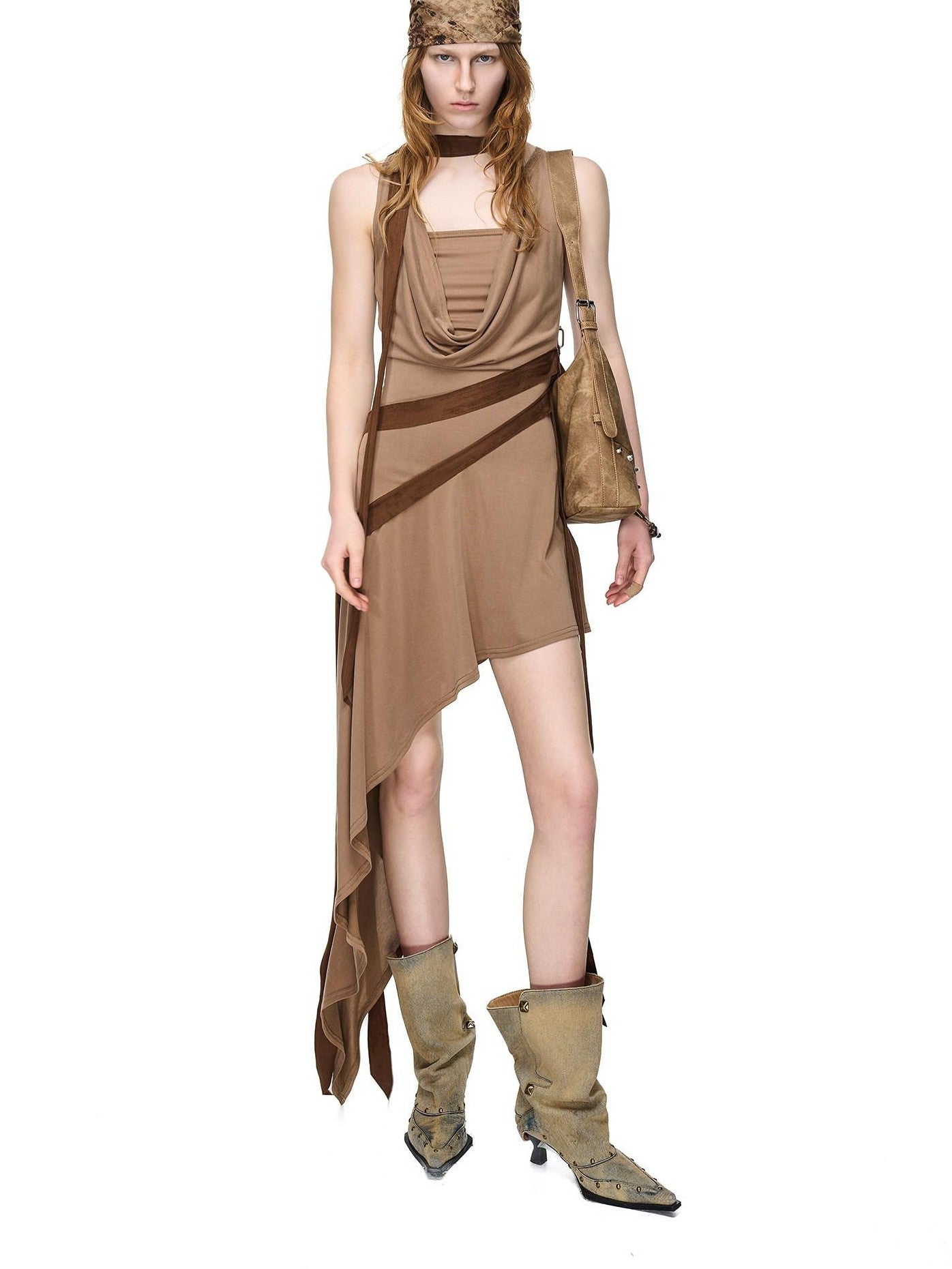 NORTH NODE Asymmetrical Draped Tie Women&