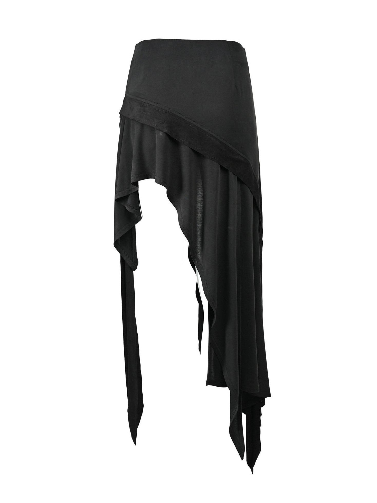 NORTH NODE Asymmetrical Ruffled Spliced Front Slit Women&