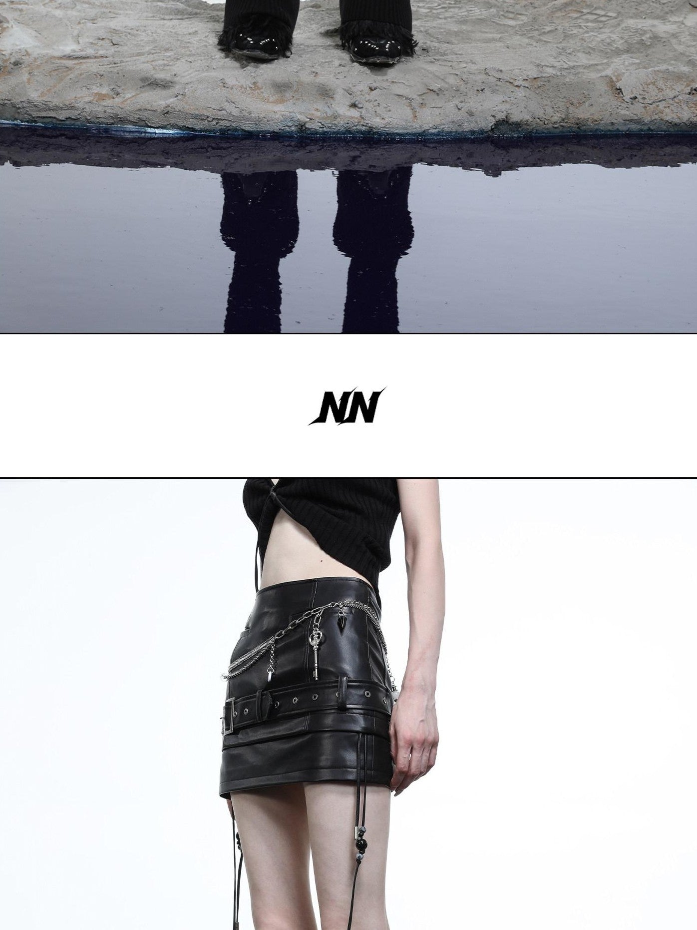 NORTH NODE Beaded Belt Lace Up Pocket Punk Women&