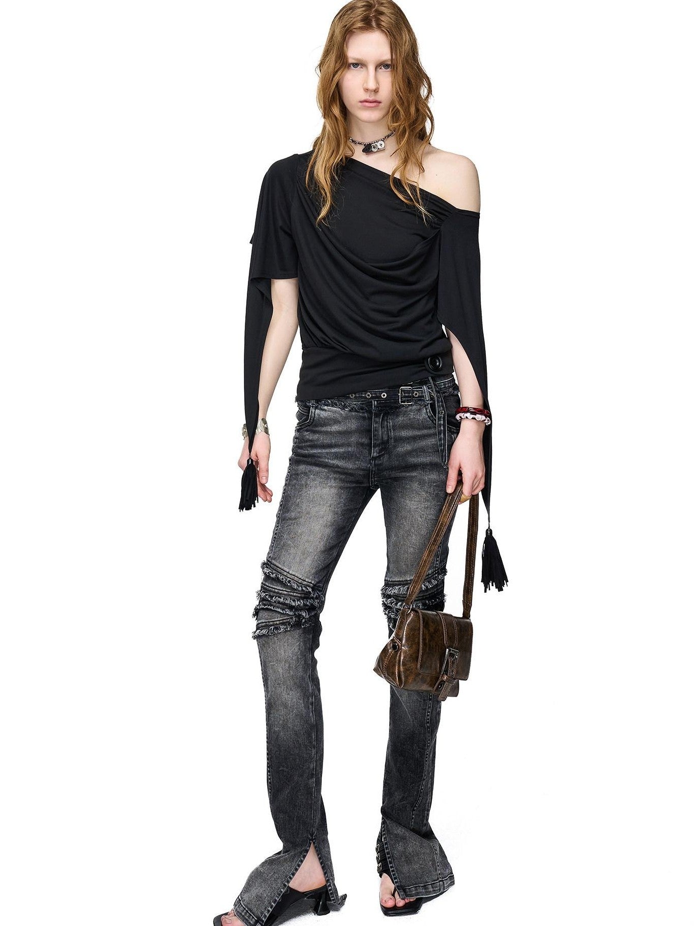 NORTH NODE Beaded Deconstructed Irregular Pleated Women&