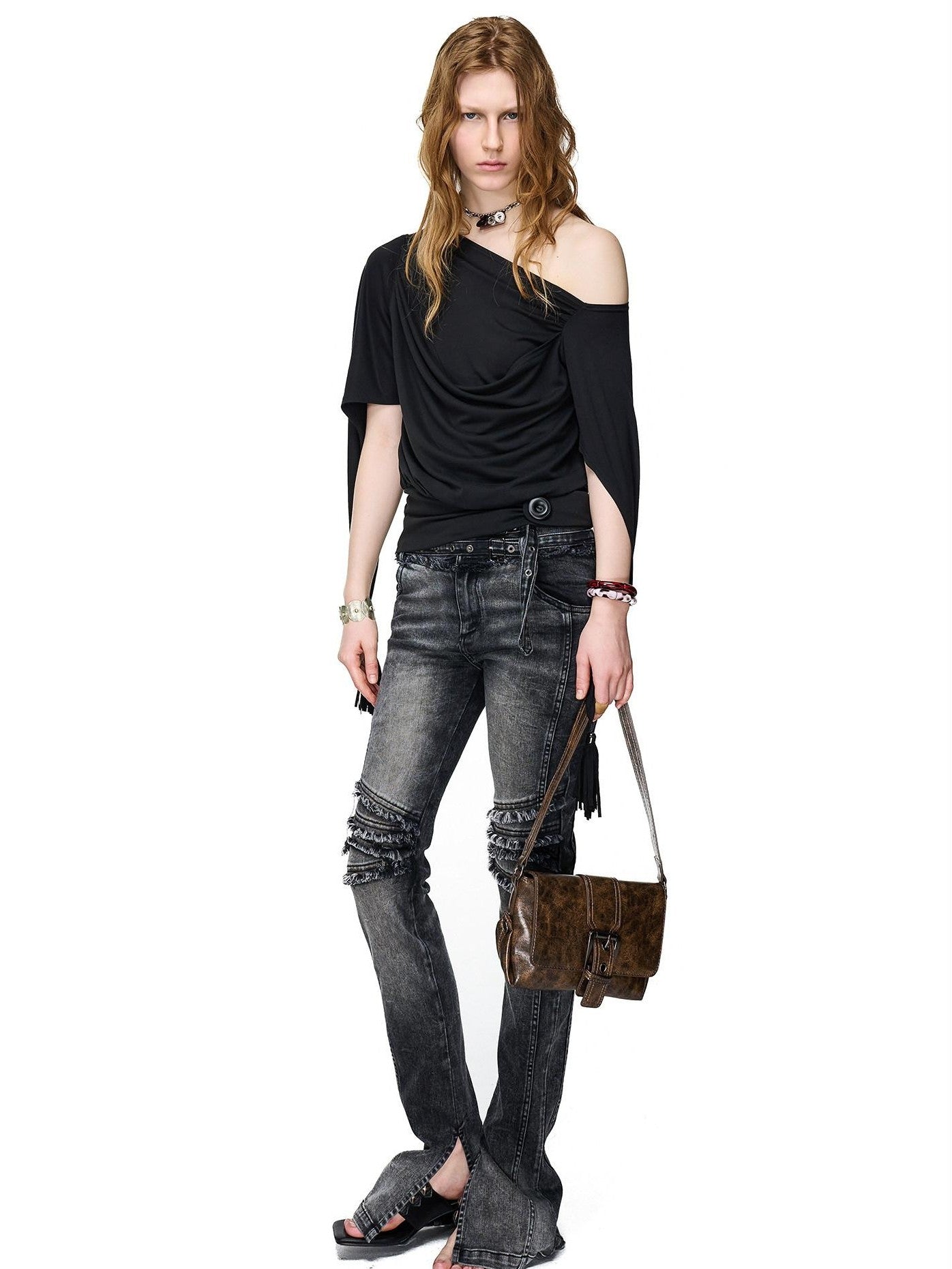 NORTH NODE Beaded Deconstructed Irregular Pleated Women&