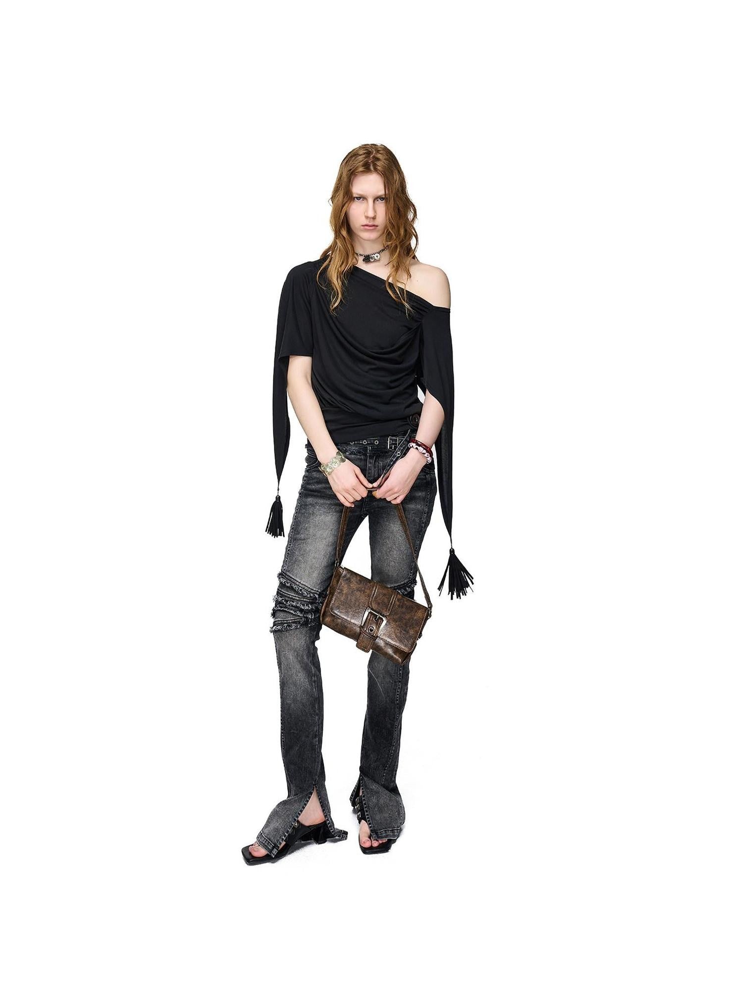 NORTH NODE Beaded Deconstructed Irregular Pleated Women&