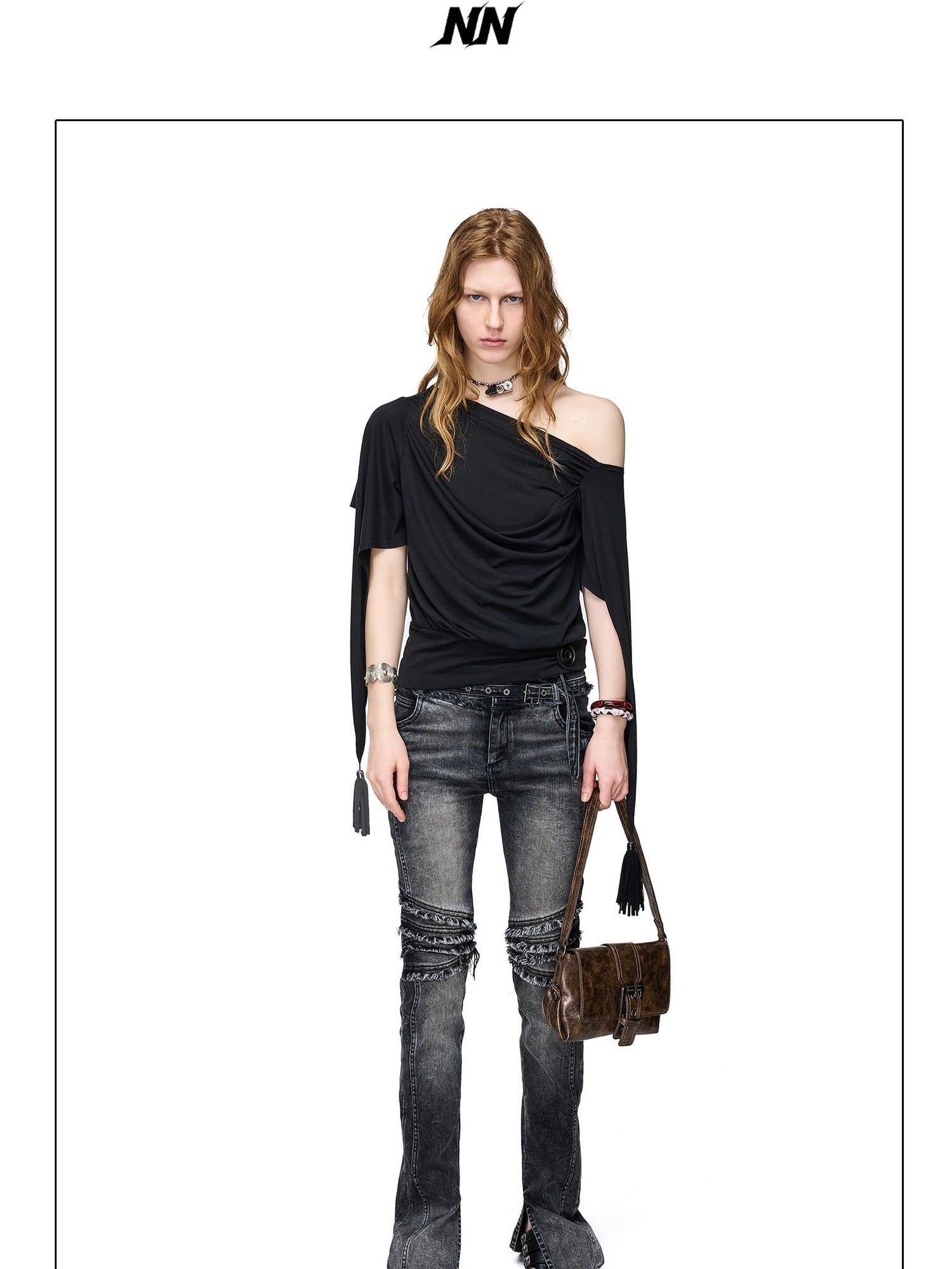 NORTH NODE Beaded Deconstructed Irregular Pleated Women&
