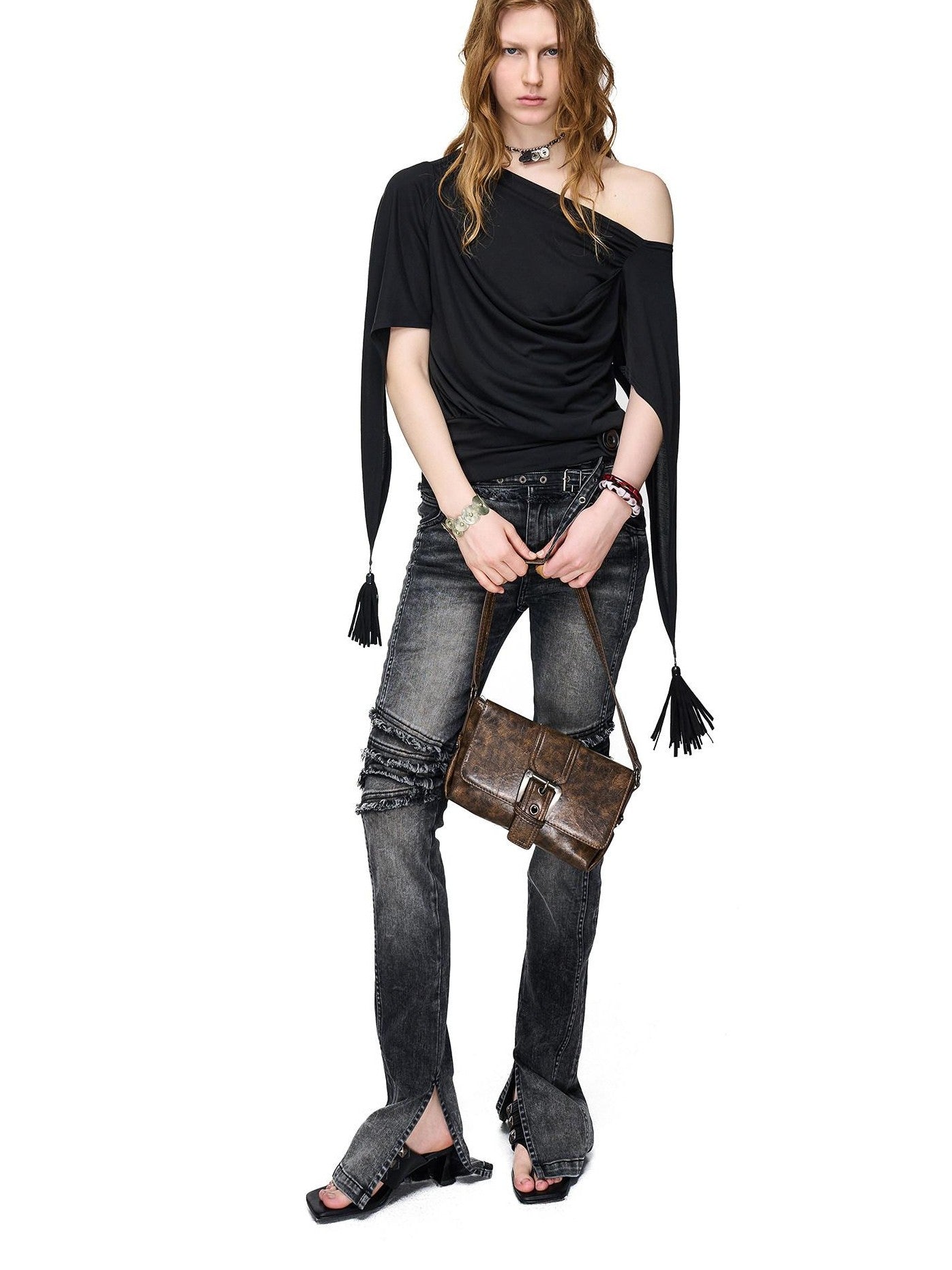 NORTH NODE Beaded Deconstructed Irregular Pleated Women&