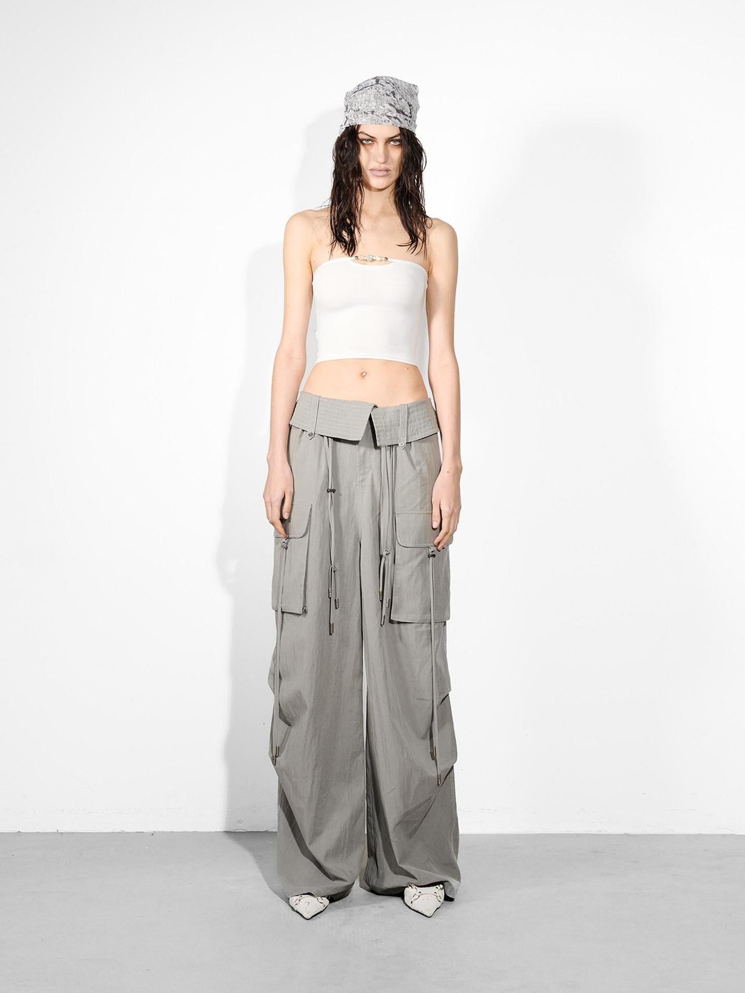 NORTH NODE Beaded Solid Backless Cropped Fitted Women&