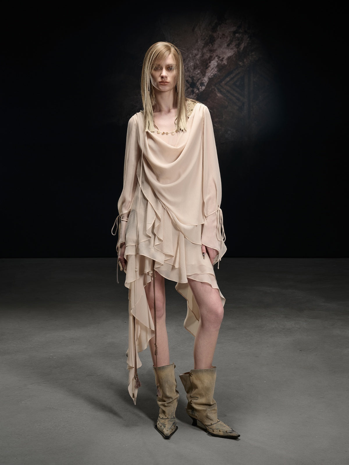 NORTH_NODE_Beaded_Spliced_Irregular_Ruffle_Long_Sleeve_Women&